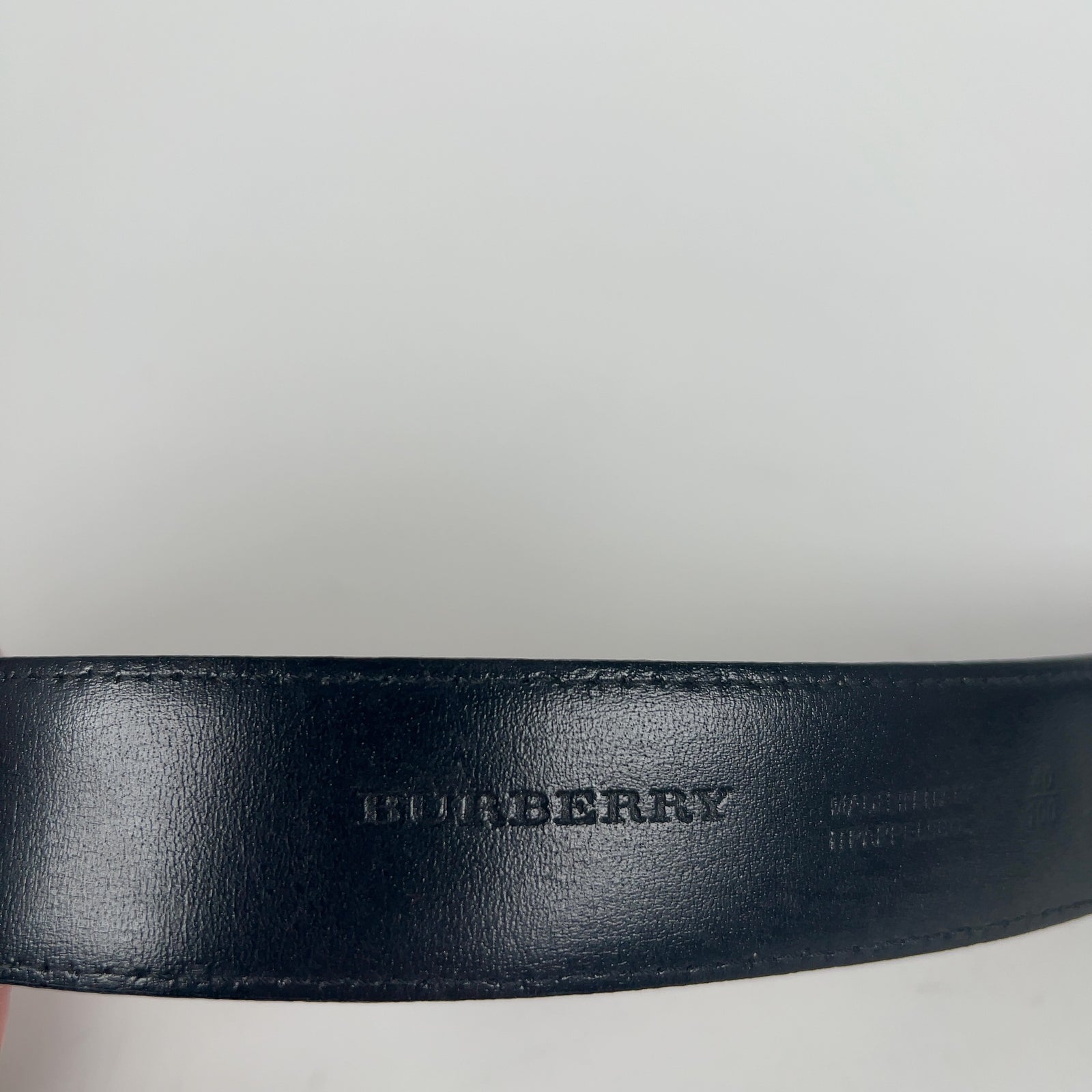Burberry Check Canvas Black Leather Belt