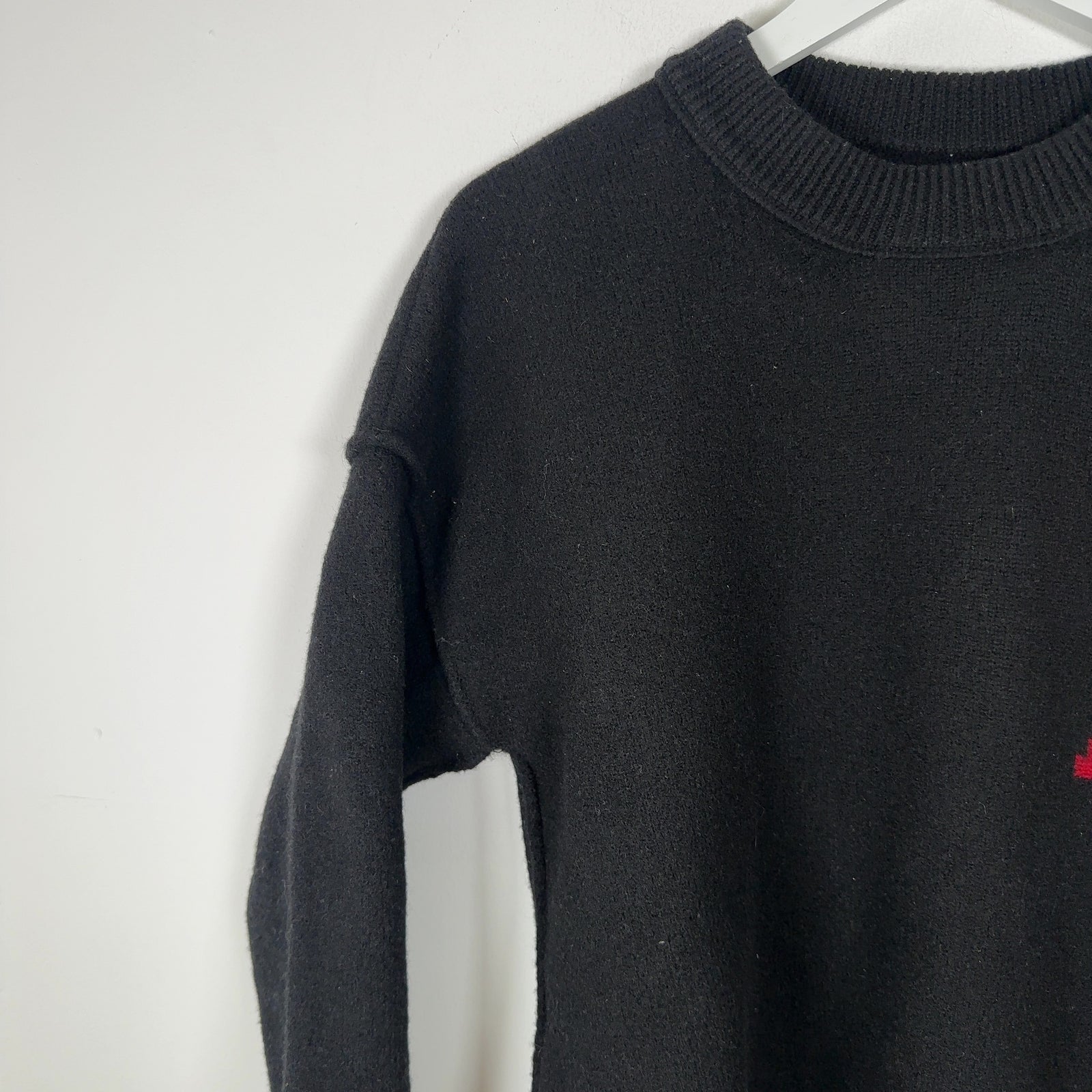 Ami Heart Logo Black Knit Sweater Size S