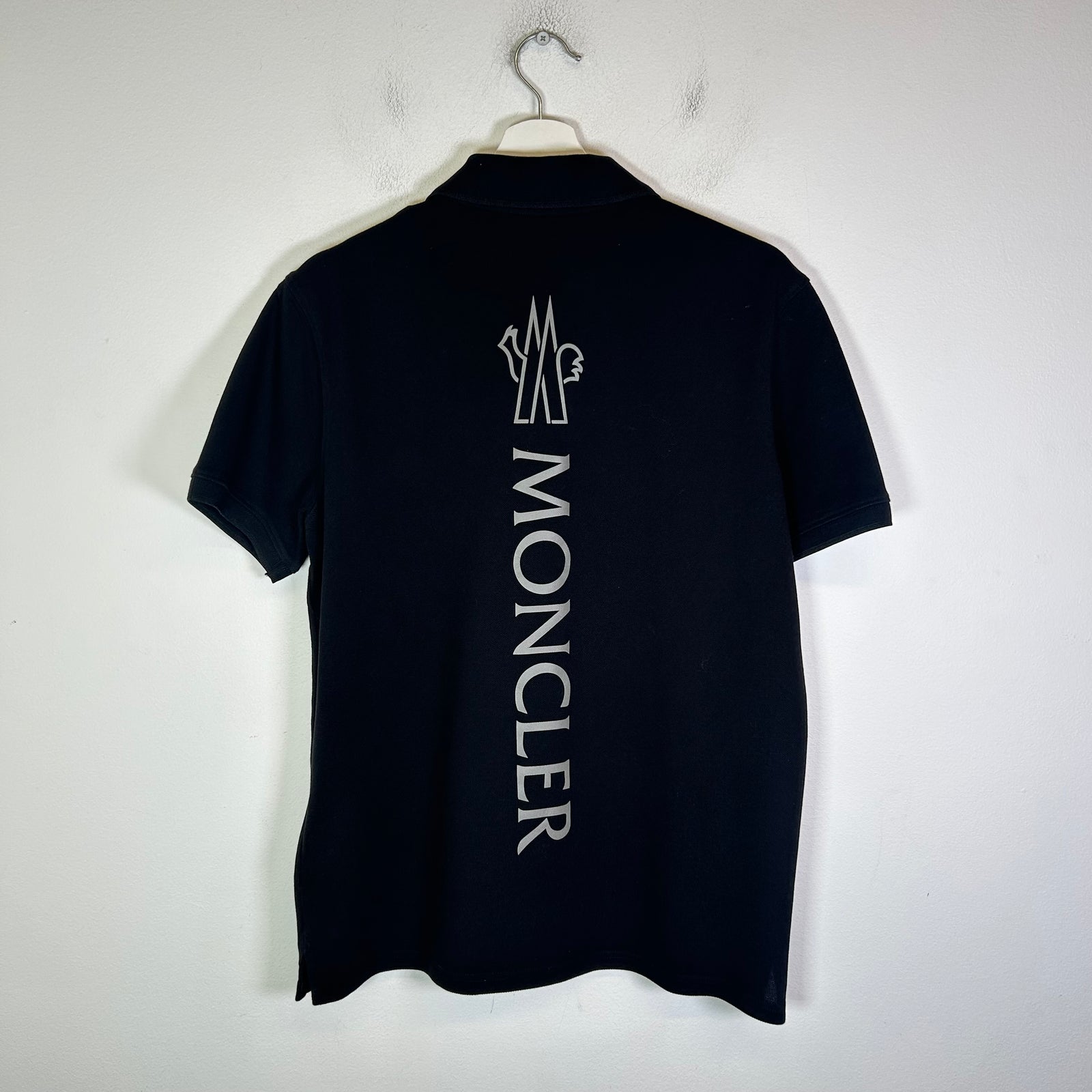 Moncler Black Reflective Logo Polo