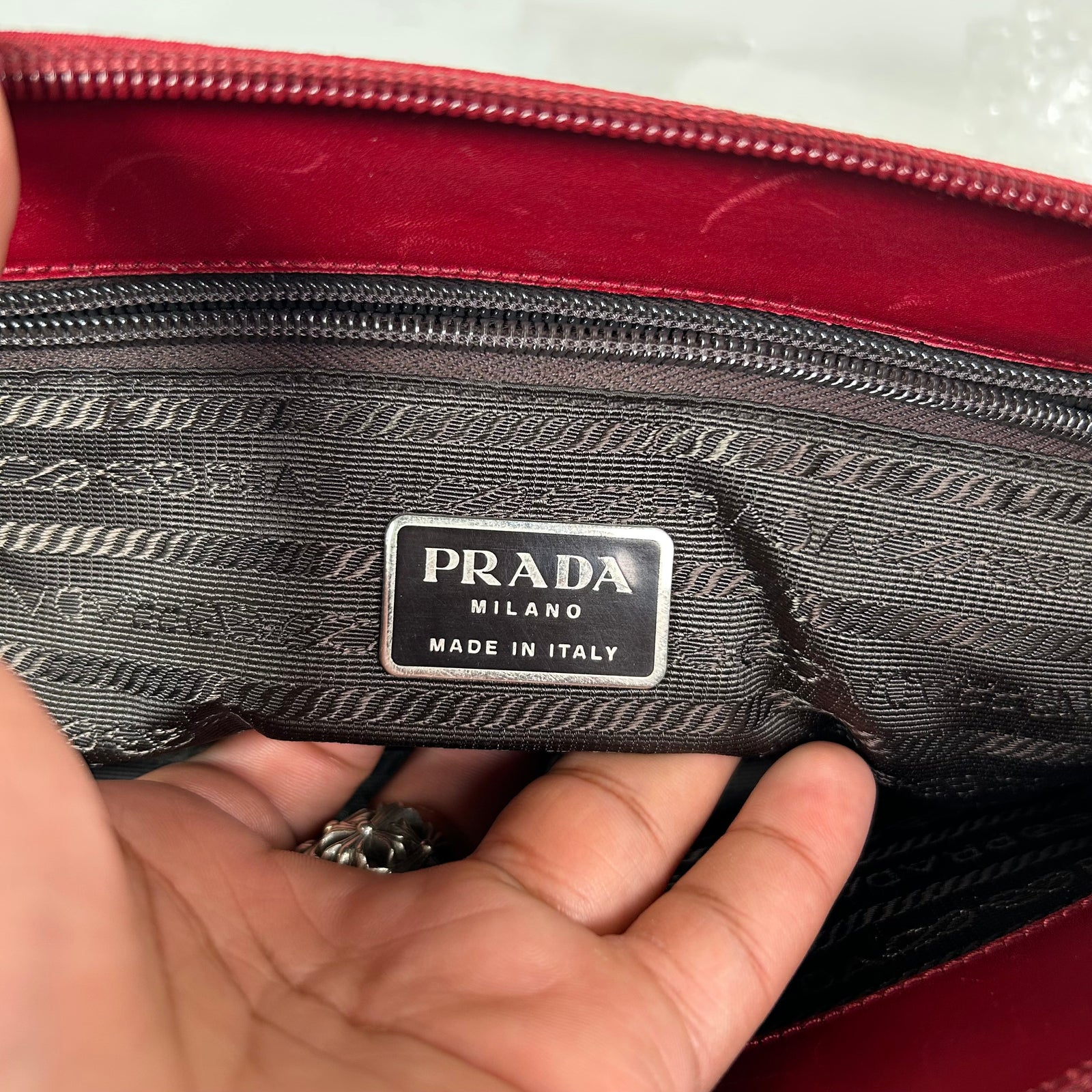 Prada Red Tessuto Nylon Shoulder Bag