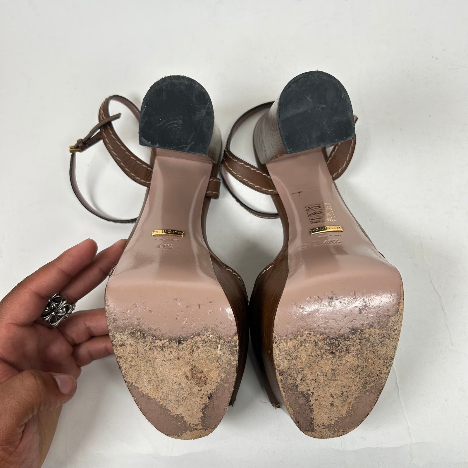 Gucci Brown Horsebit Platform Sandals Size 41.5