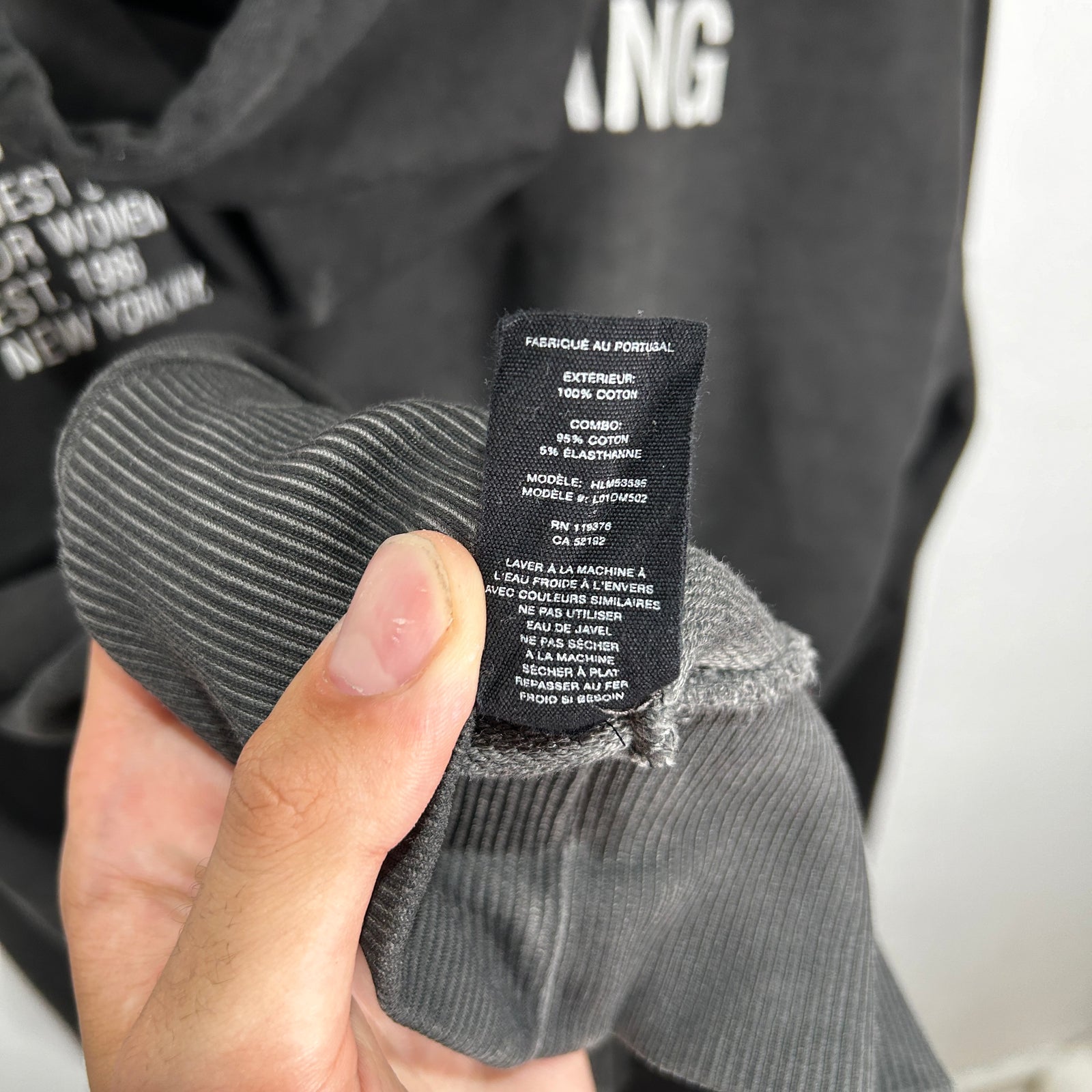 Helmut Lang Grey Logo Hoodie Size M