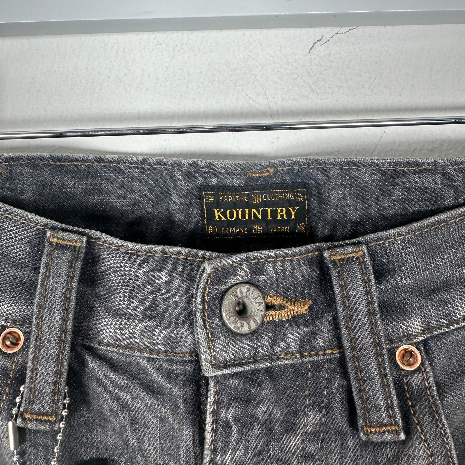 Kapital Washed Grey Bone Denim Shorts Size 32