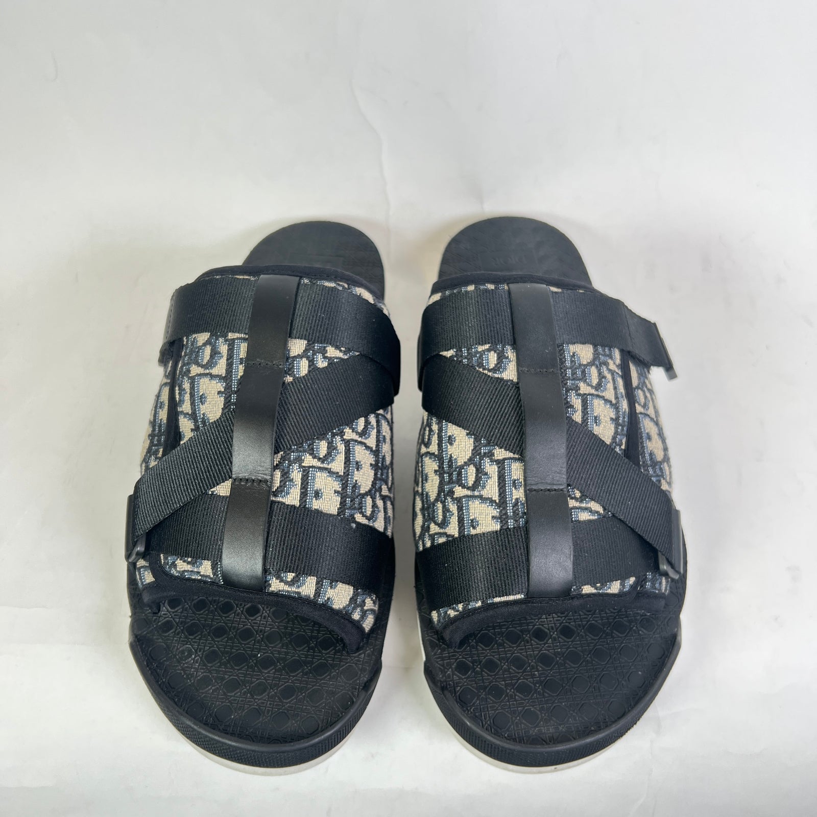 Dior Black/Beige Oblique Alpha Sandals Size 45
