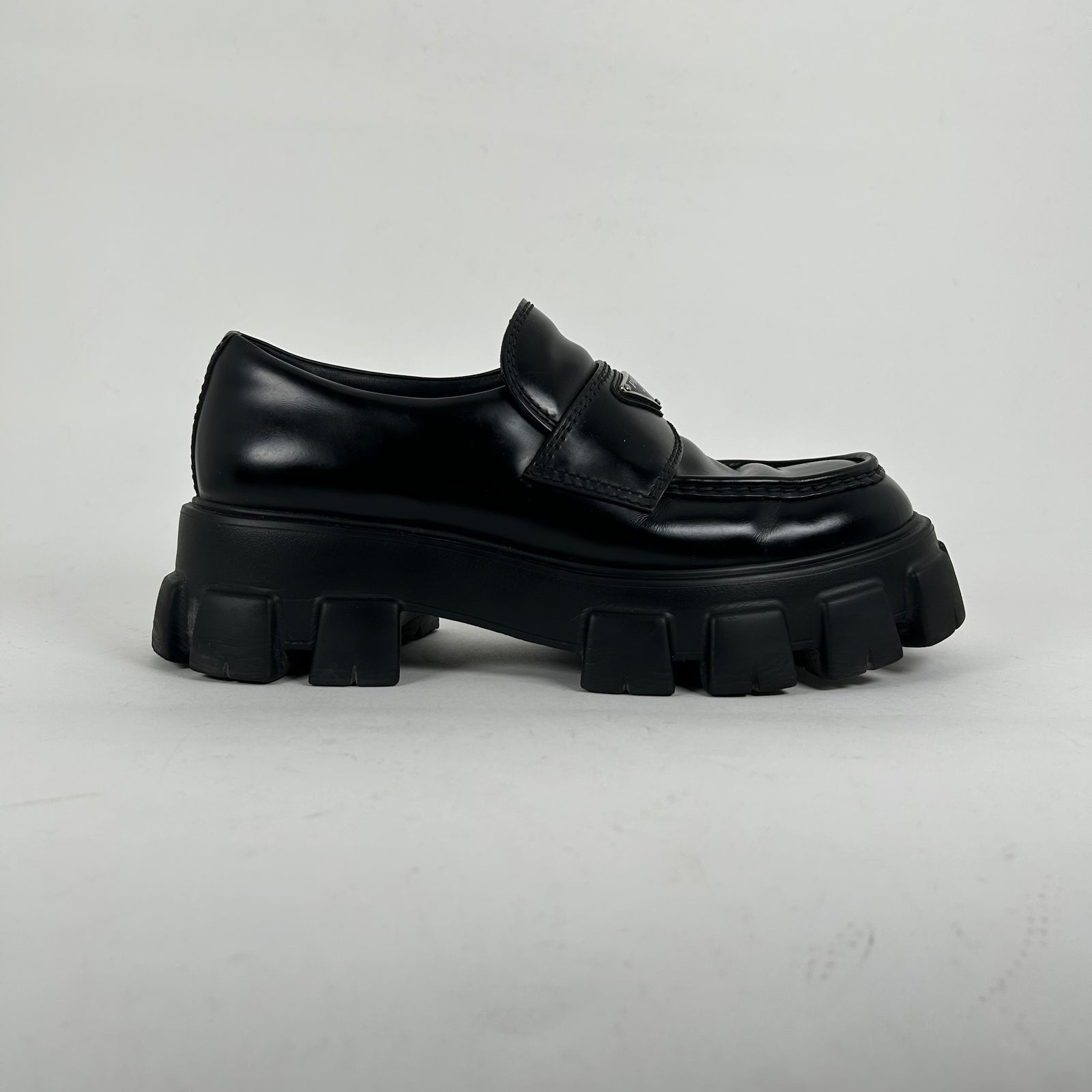 Prada Black Leather Monolith Sneakers Size 10