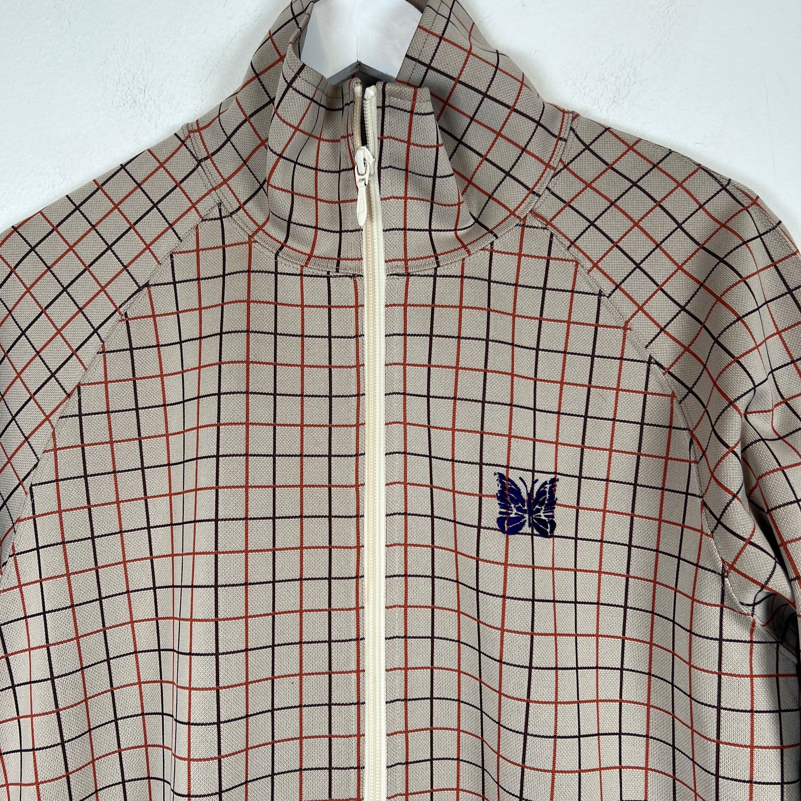 Needles Beige Plaid Track Jacket Size M