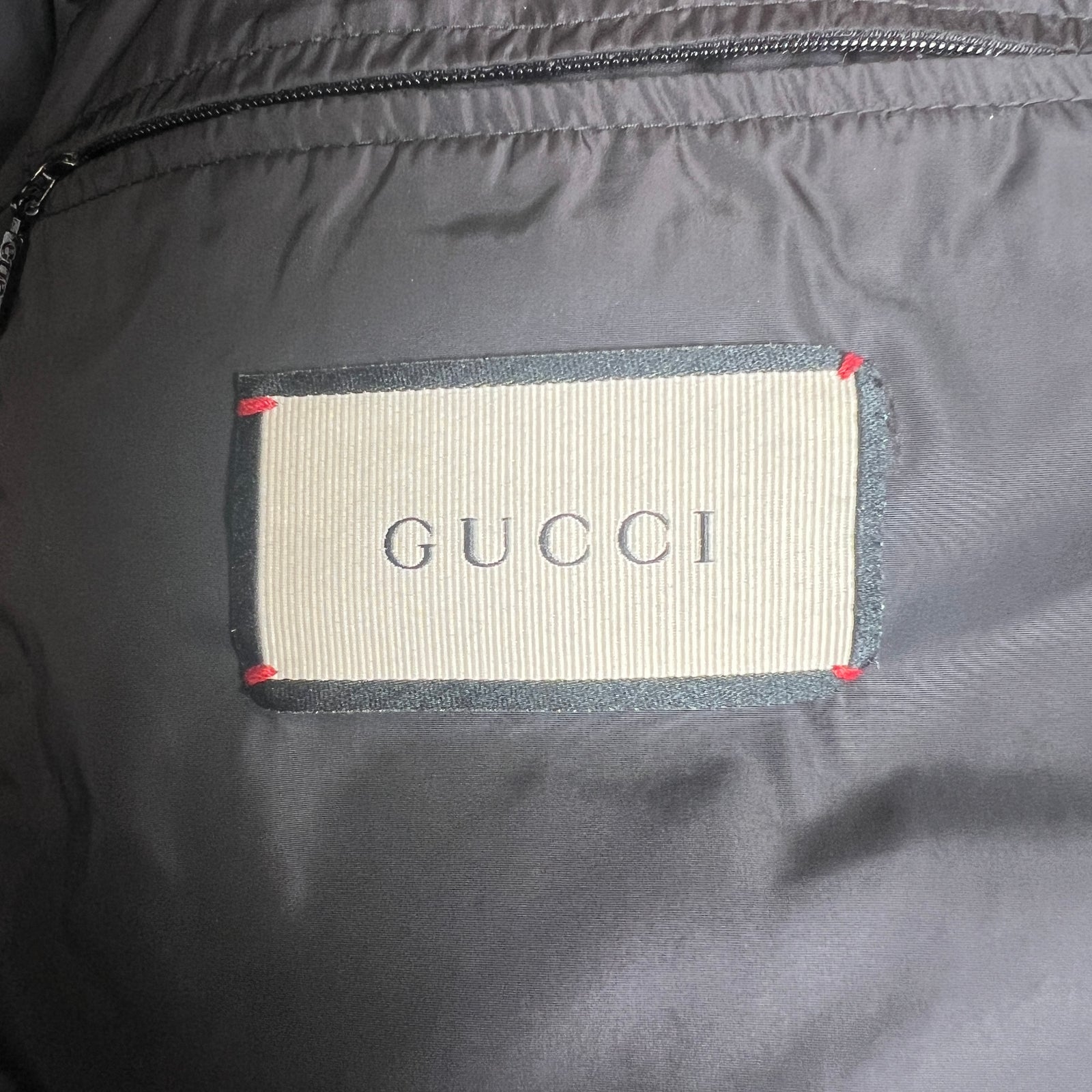 Gucci Orange/Navy GG Jacquard Nylon Puffer Size XL