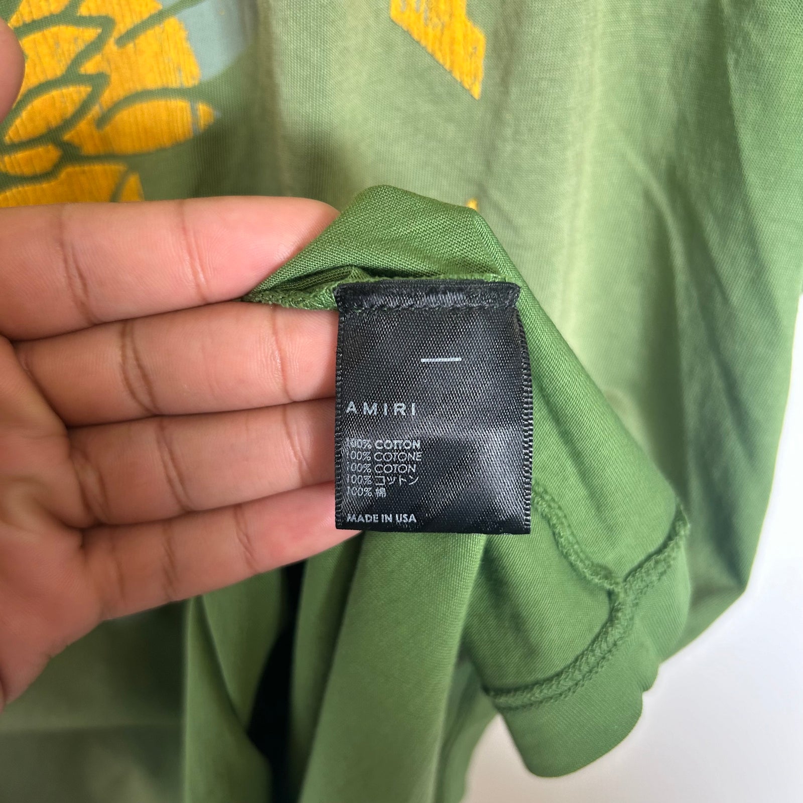 Amiri Green/Yellow Track T-shirt Size L