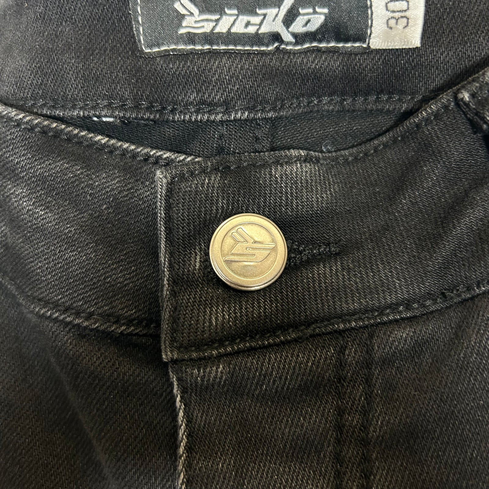 Sicko Black/White Chain Stich Jeans Size 30