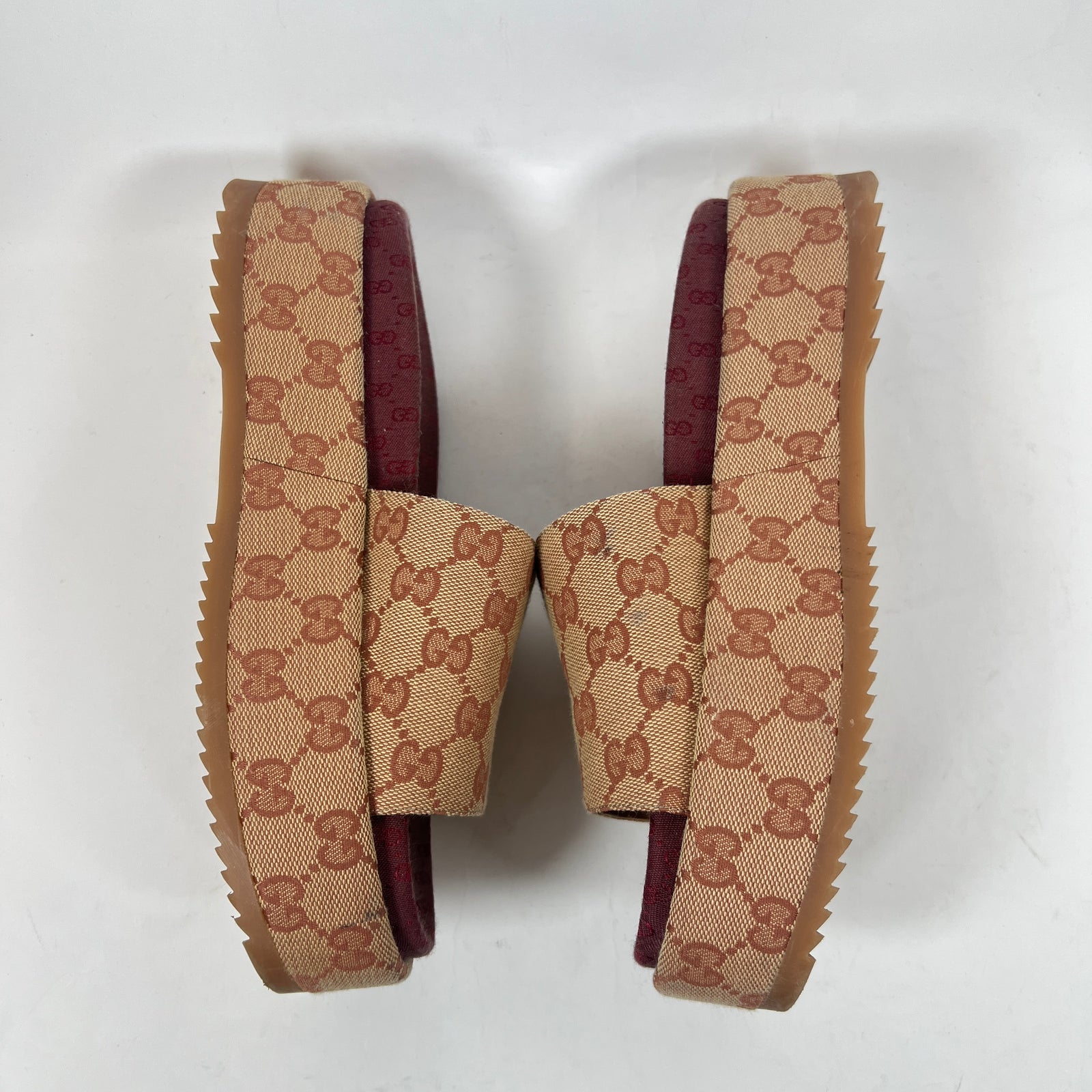 Gucci GG Canvas Platform Sandals Size 38