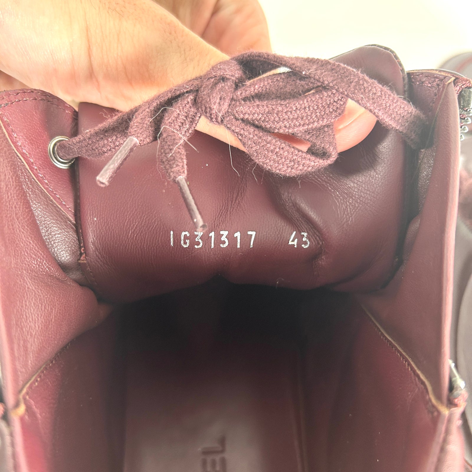 Chanel Burgundy 'CC' Lambskin Hightop Sneakers Size 43