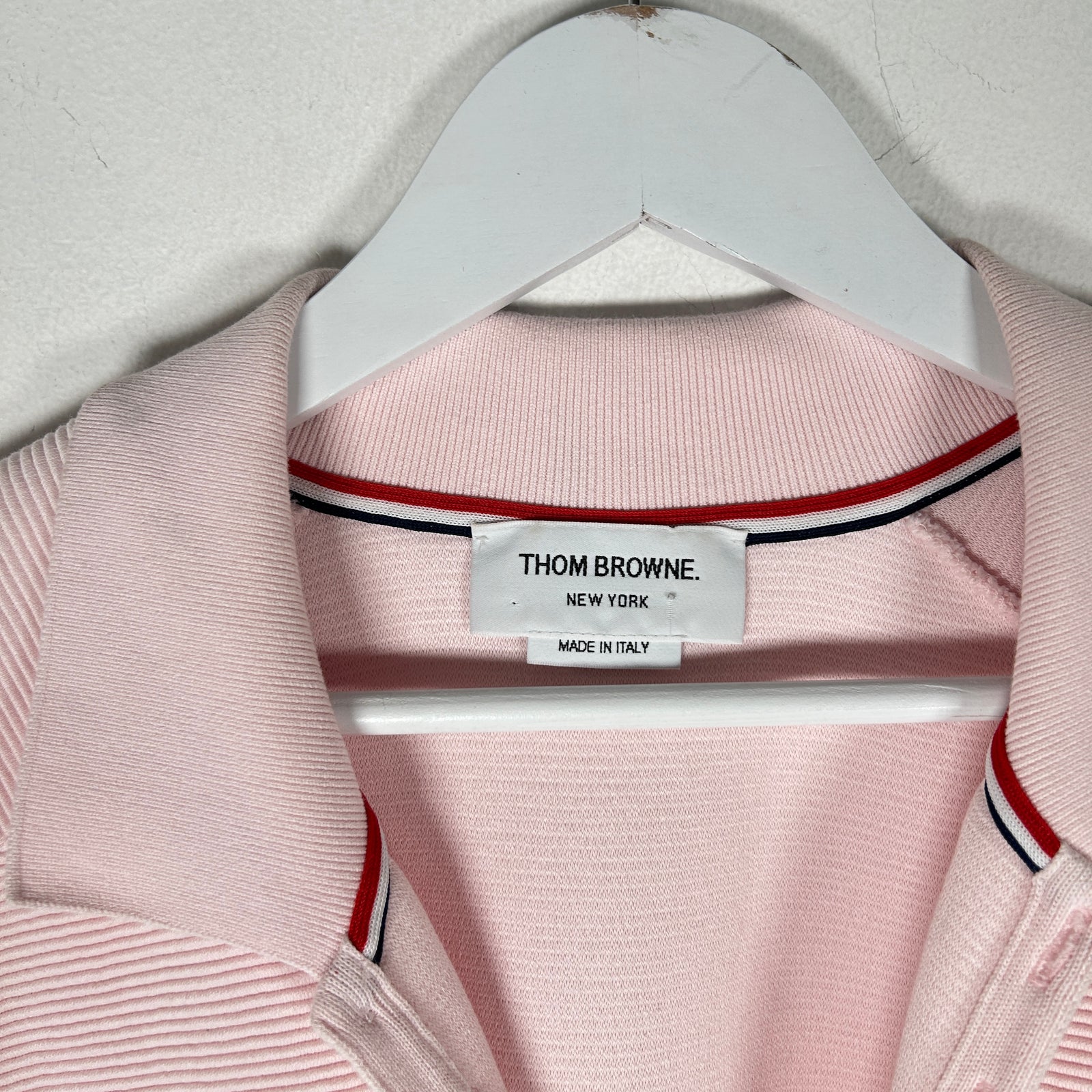 Thom Browne Pink Ribbed 4-Bar Polo Size 2