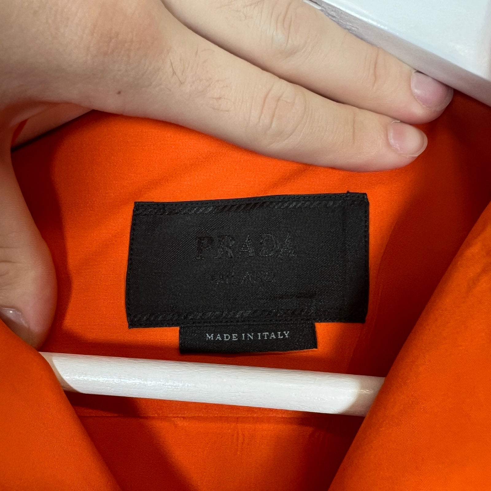 Prada Orange Poplin Button Up Shirt Size L