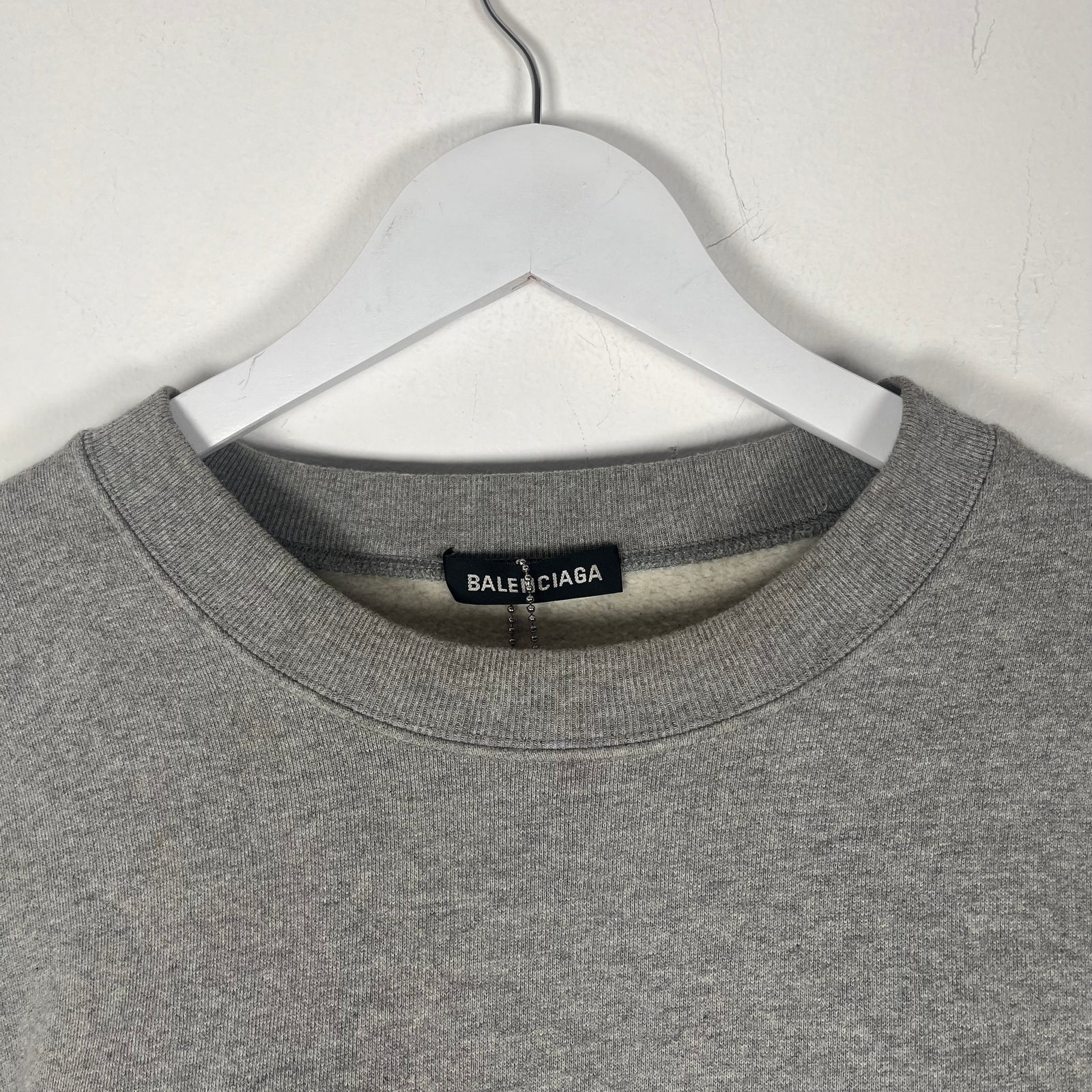 Balenciaga Paris Embroidered Grey Crewneck Size L