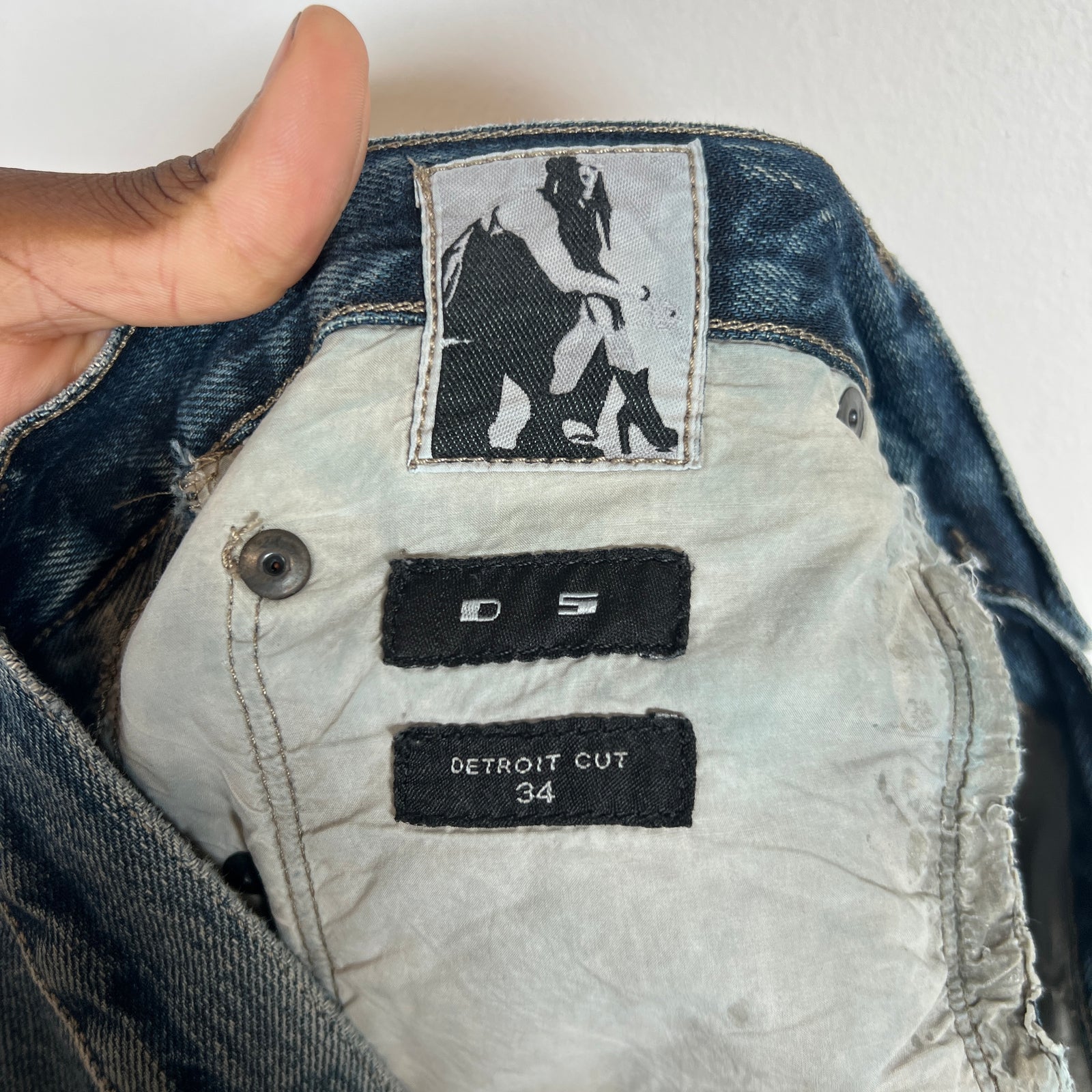 Rick Owens Blue Detroit Cut Size 34