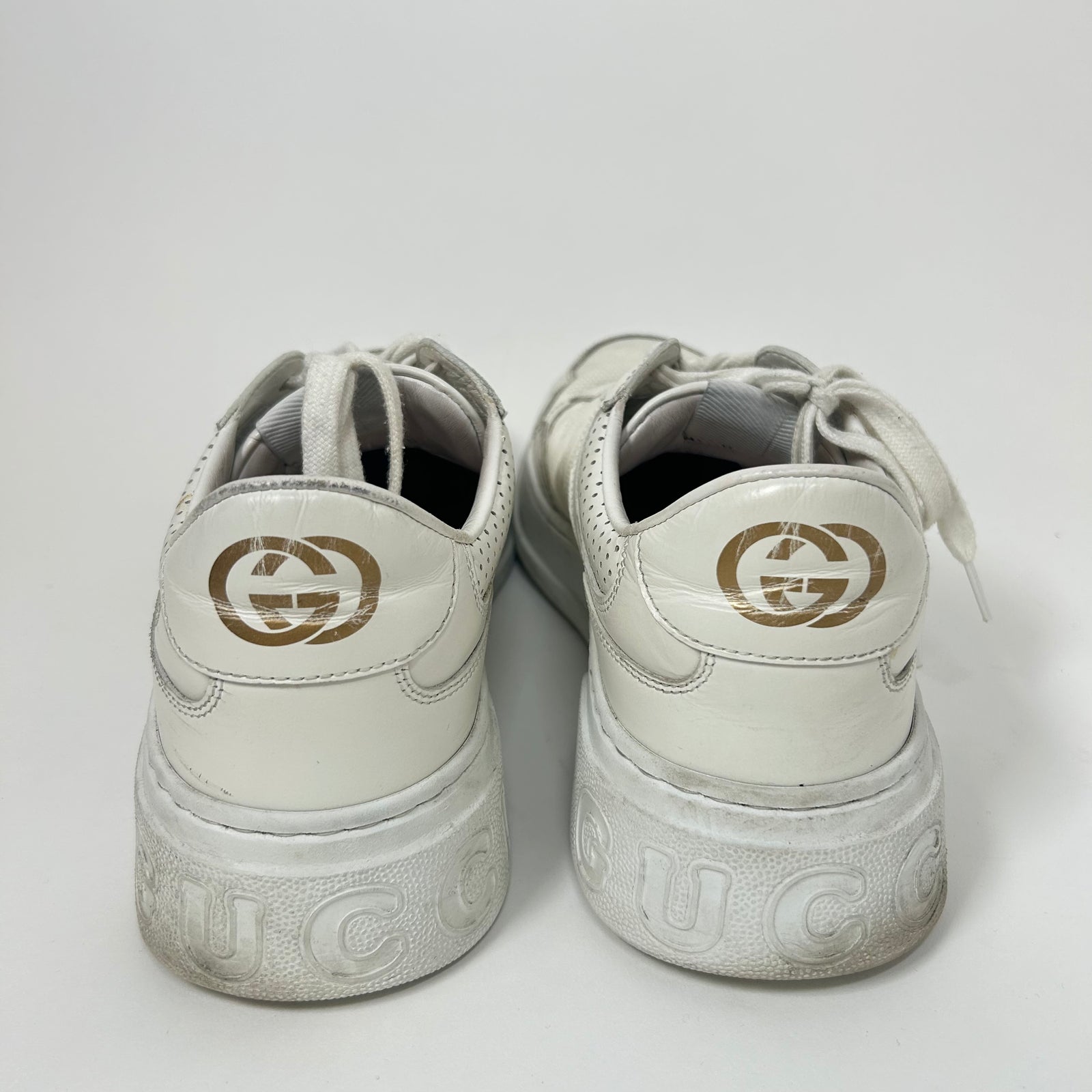 Gucci White GG Embossed Sneakers Size 10