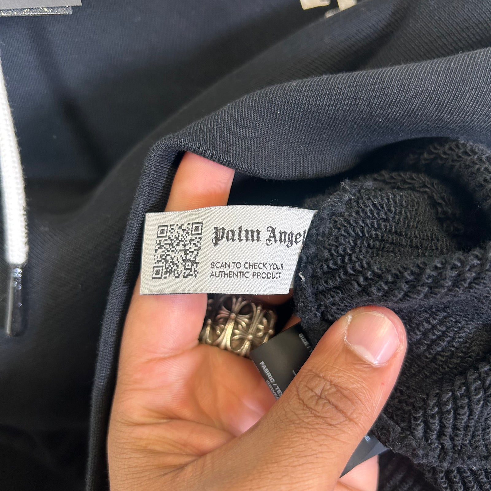 Palm Angels Black Curved Logo Hoodie Size S