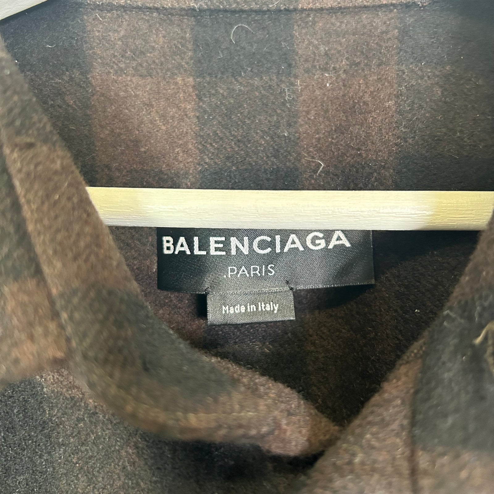 Balenciaga Paris Black/Brown Plaid Flannel Size 42