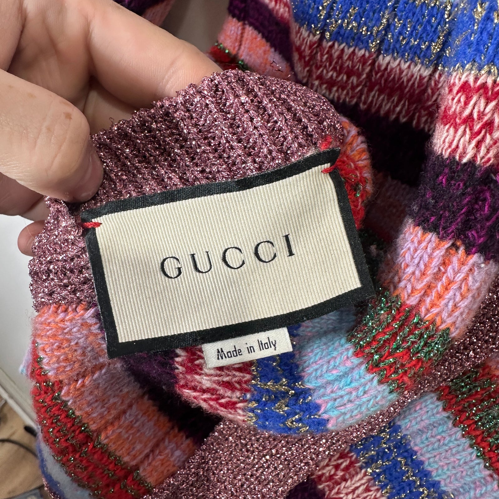 Gucci Reversible Lurex Knit & Silk Cardigan Size M