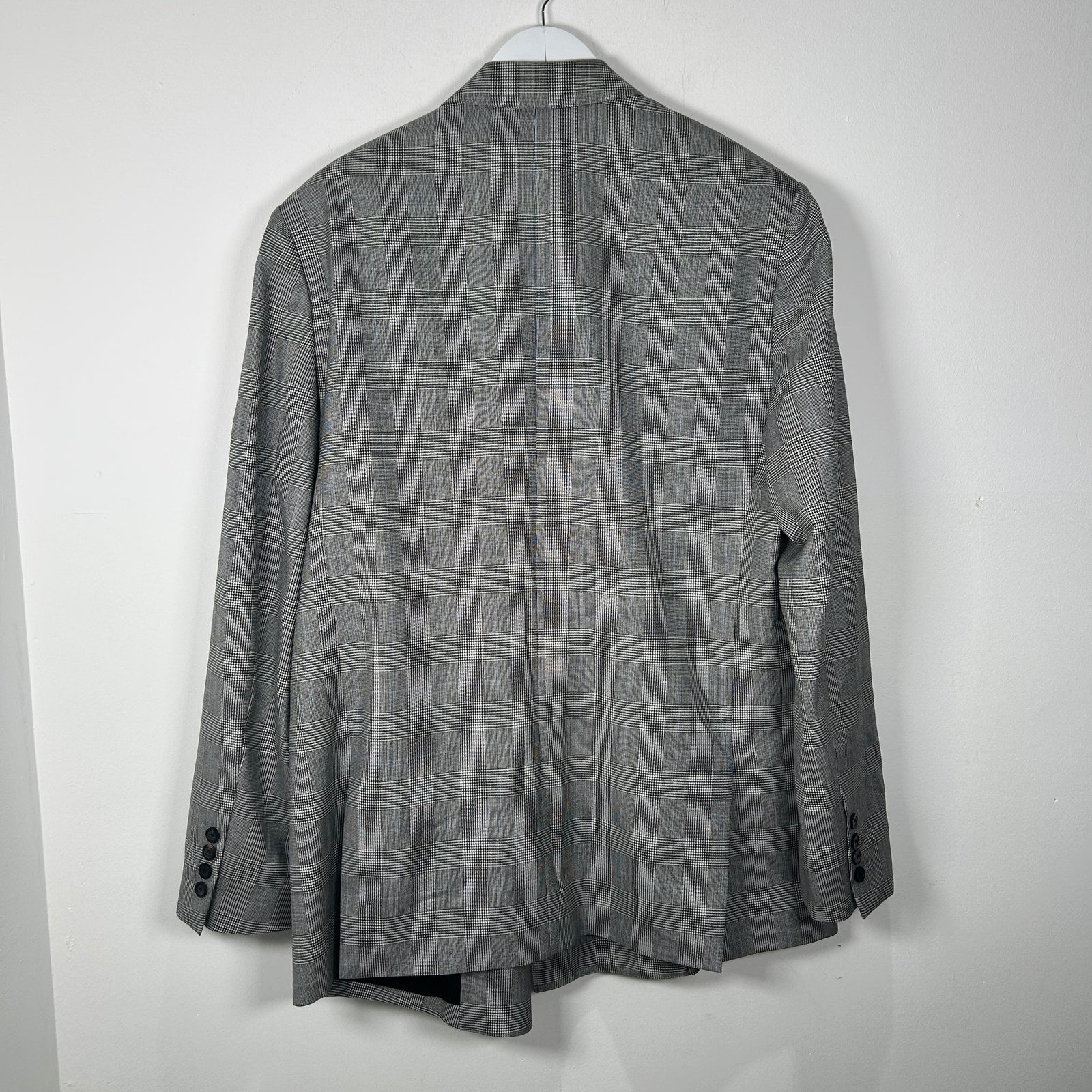 Balenciaga FW21 Grey Checkered Wool Oversized Blazer Size 42