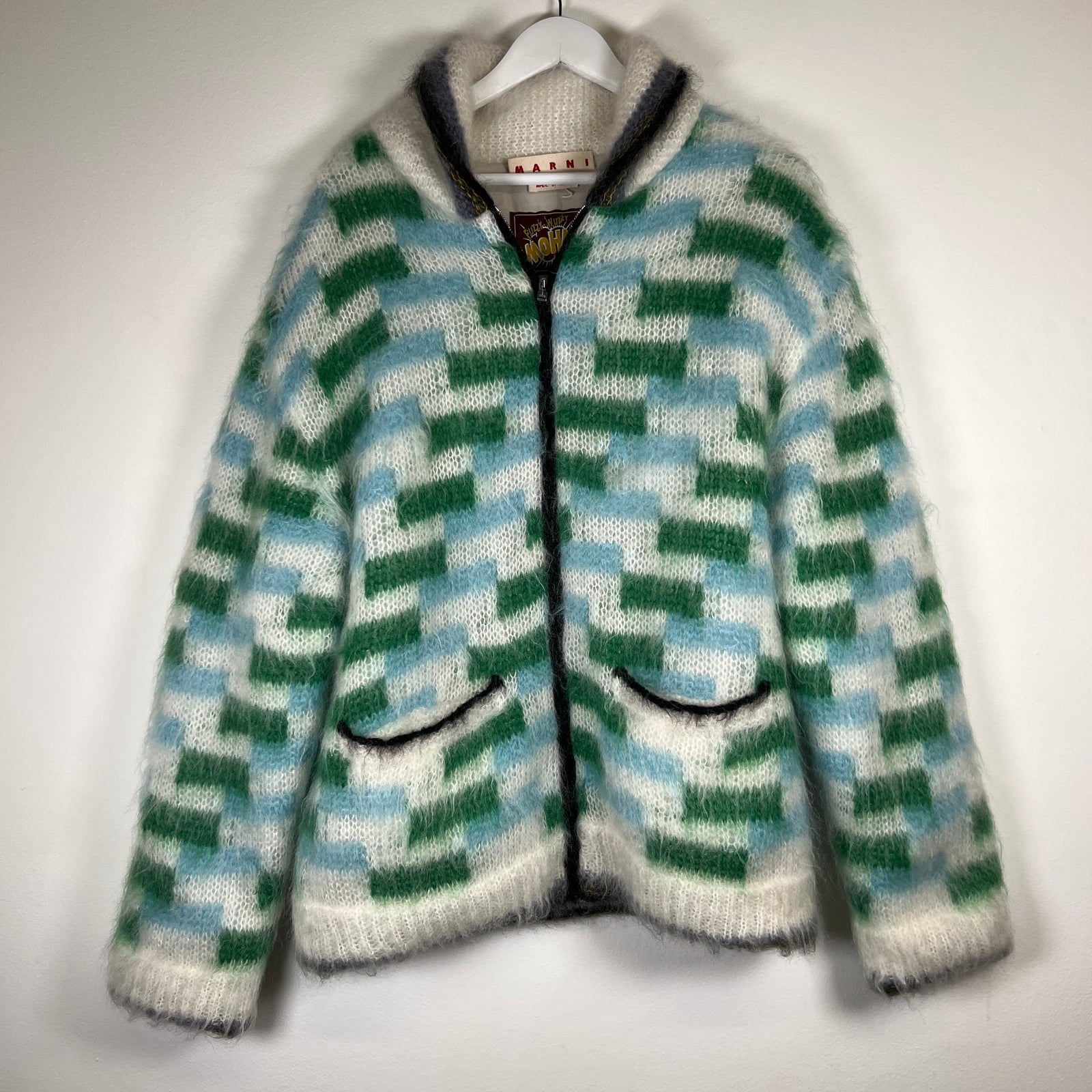 Marni Fuzzy Wuzzy Green/White Zip Up Size 48