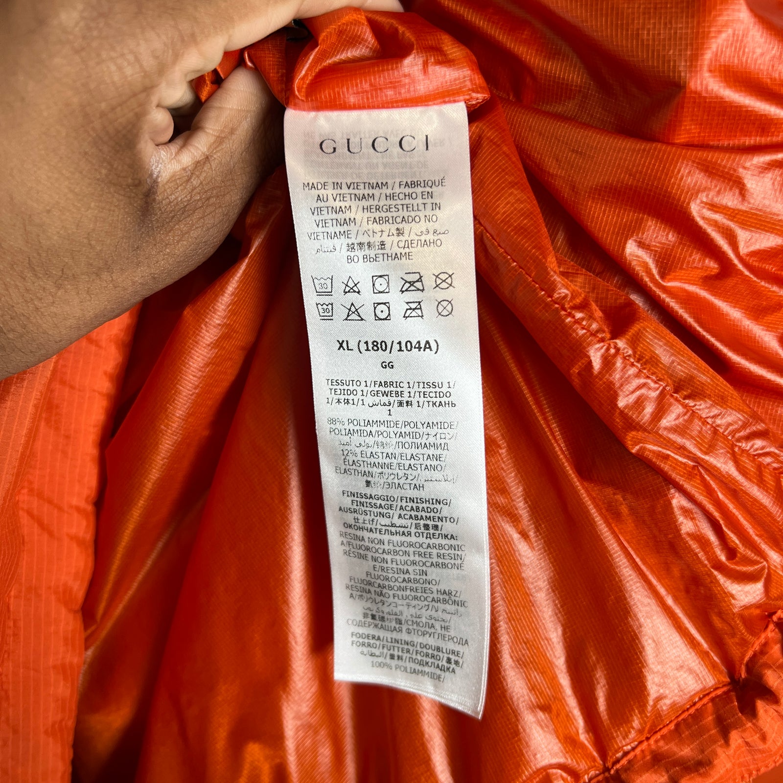 Gucci x The North Face Orange Half Zip Anorak Puffer Jacket Size XL