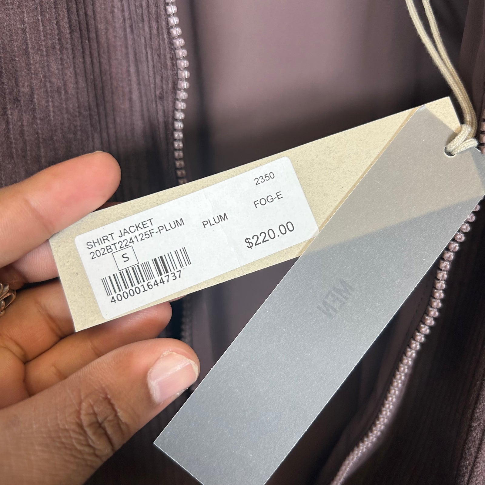 Fear of God Essentials Plum Corduroy Jacket Size S