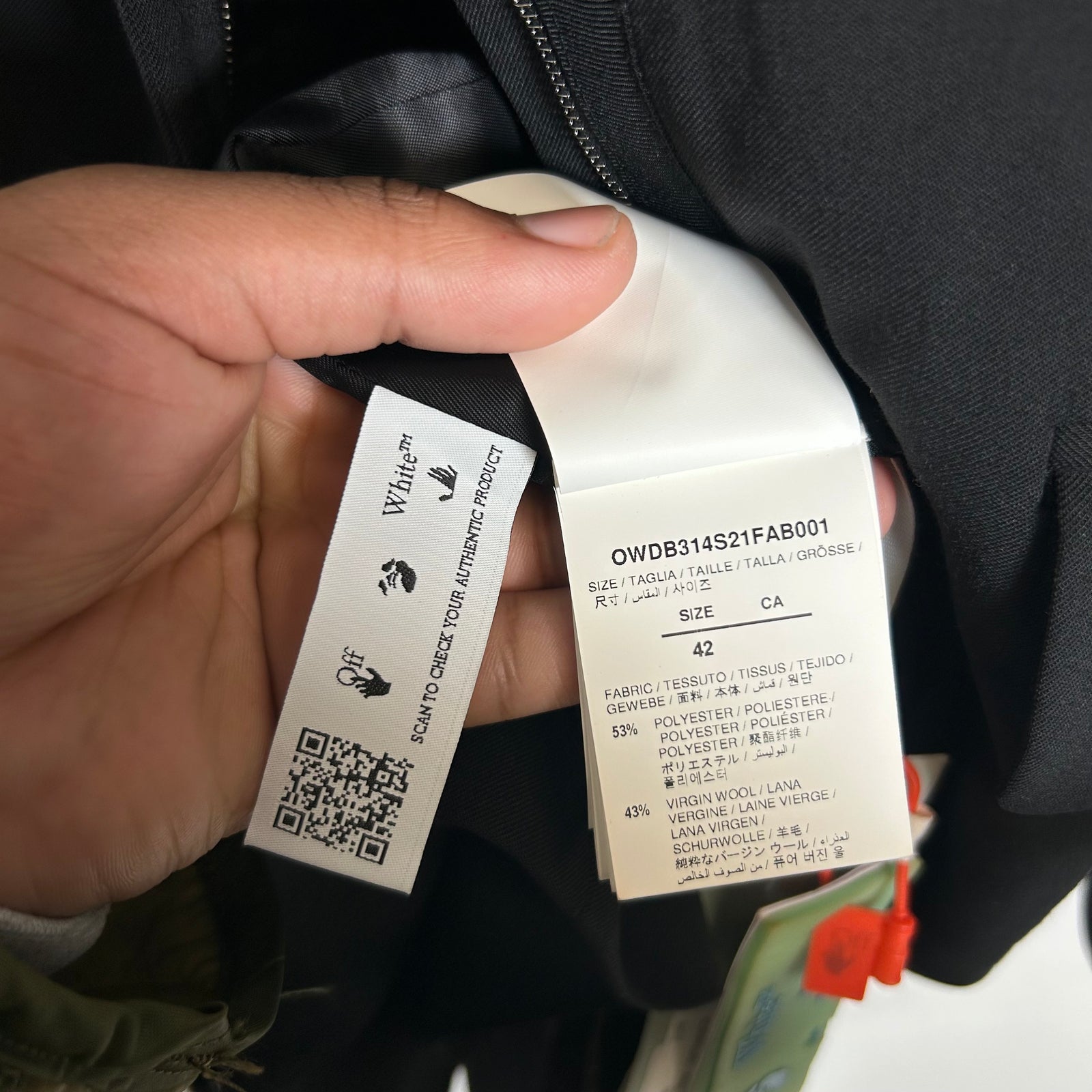 Off-White Black Open Back Twill Blazer Size 42