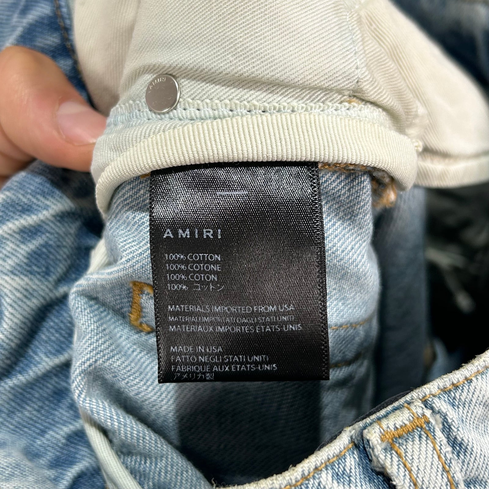 Amiri Light Wash Distressed Straight Jeans Size 27