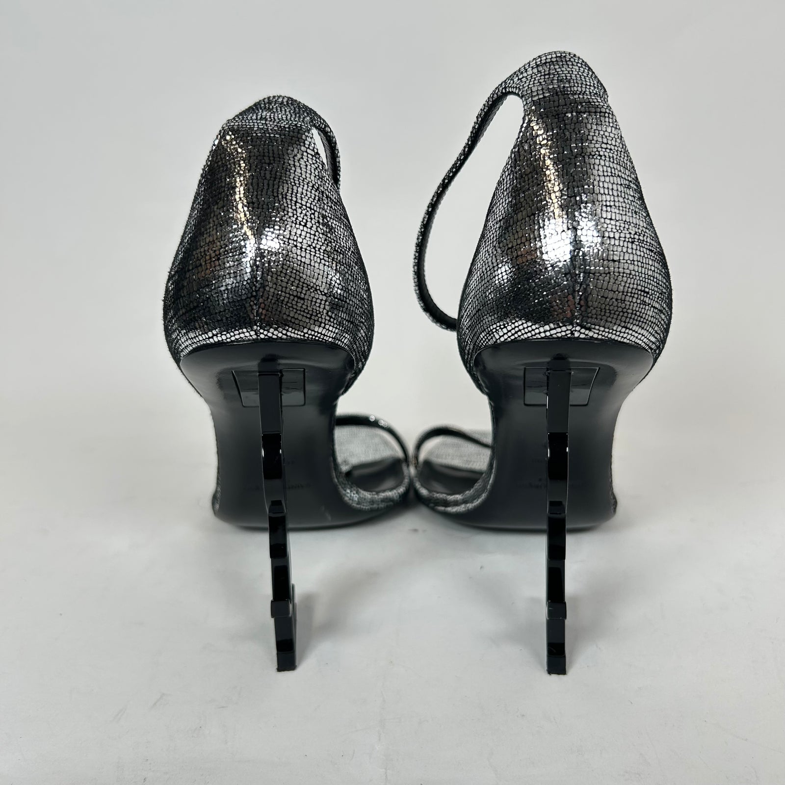 Saint Laurent Metallic Silver Sequin Opyum 110 Heels Size 39