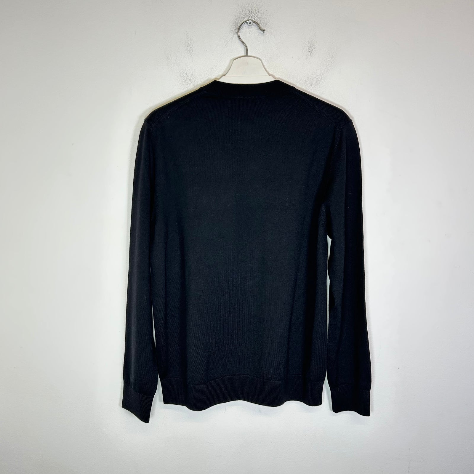 Burberry Black Intarsia Logo Wool Sweater Size M