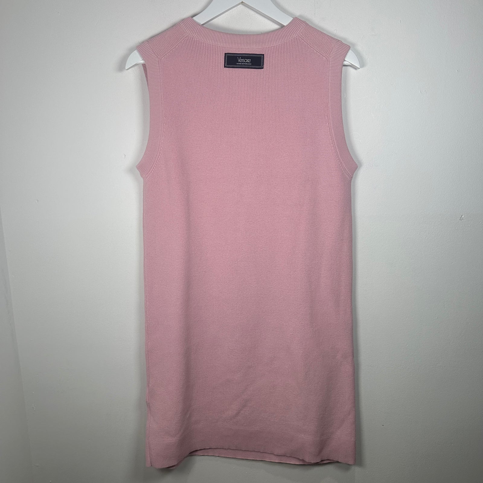 Versace Pink Logo Knit Dress Size 42
