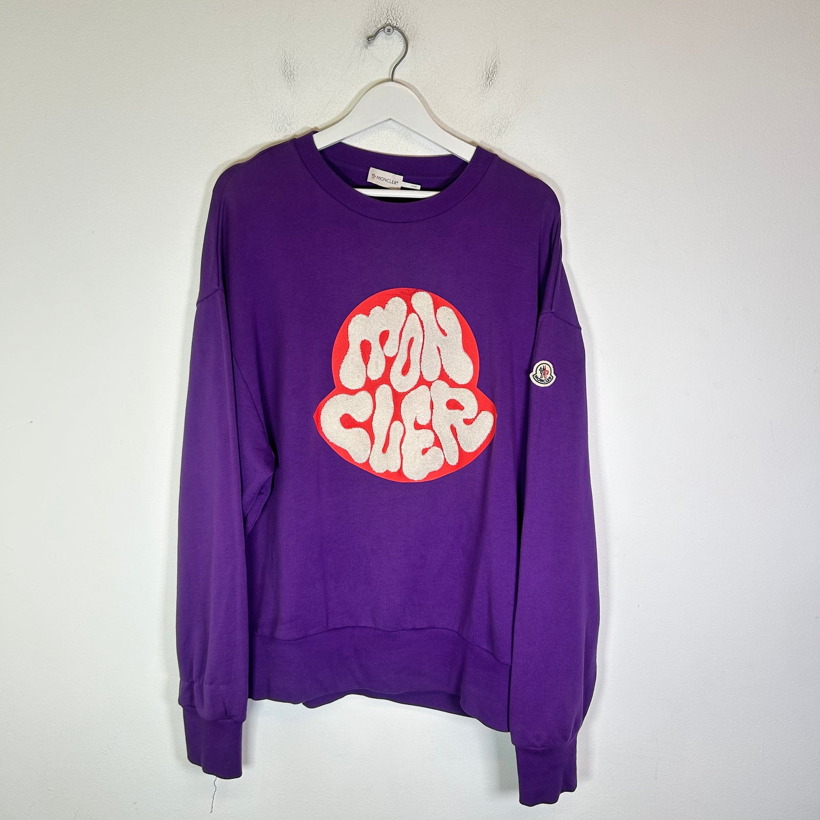 Moncer Purple Applique Patch Logo Crewneck