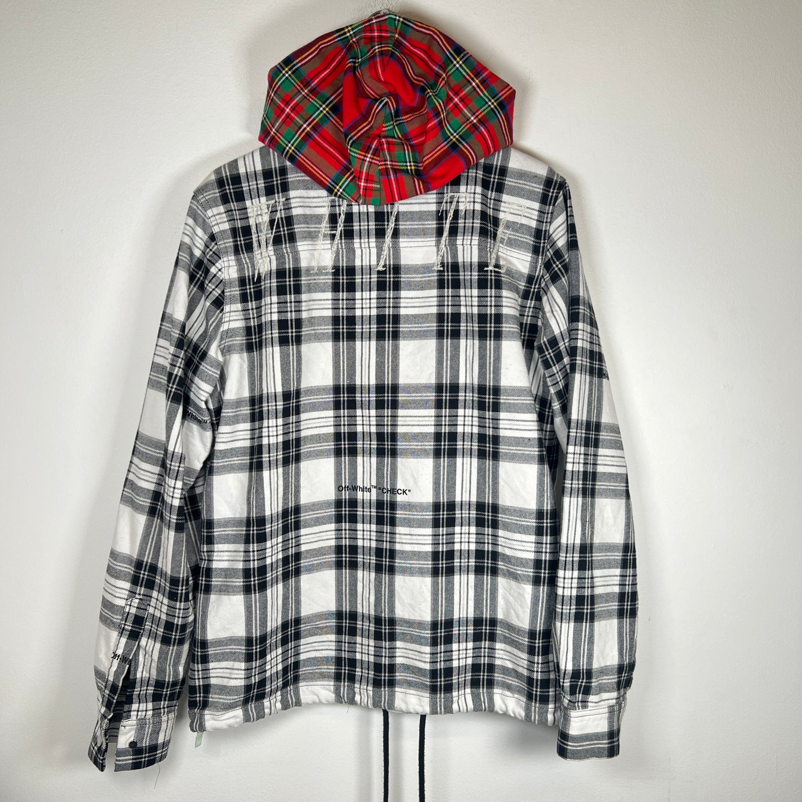 Off-White Checkered Flannel With Hood Size M
