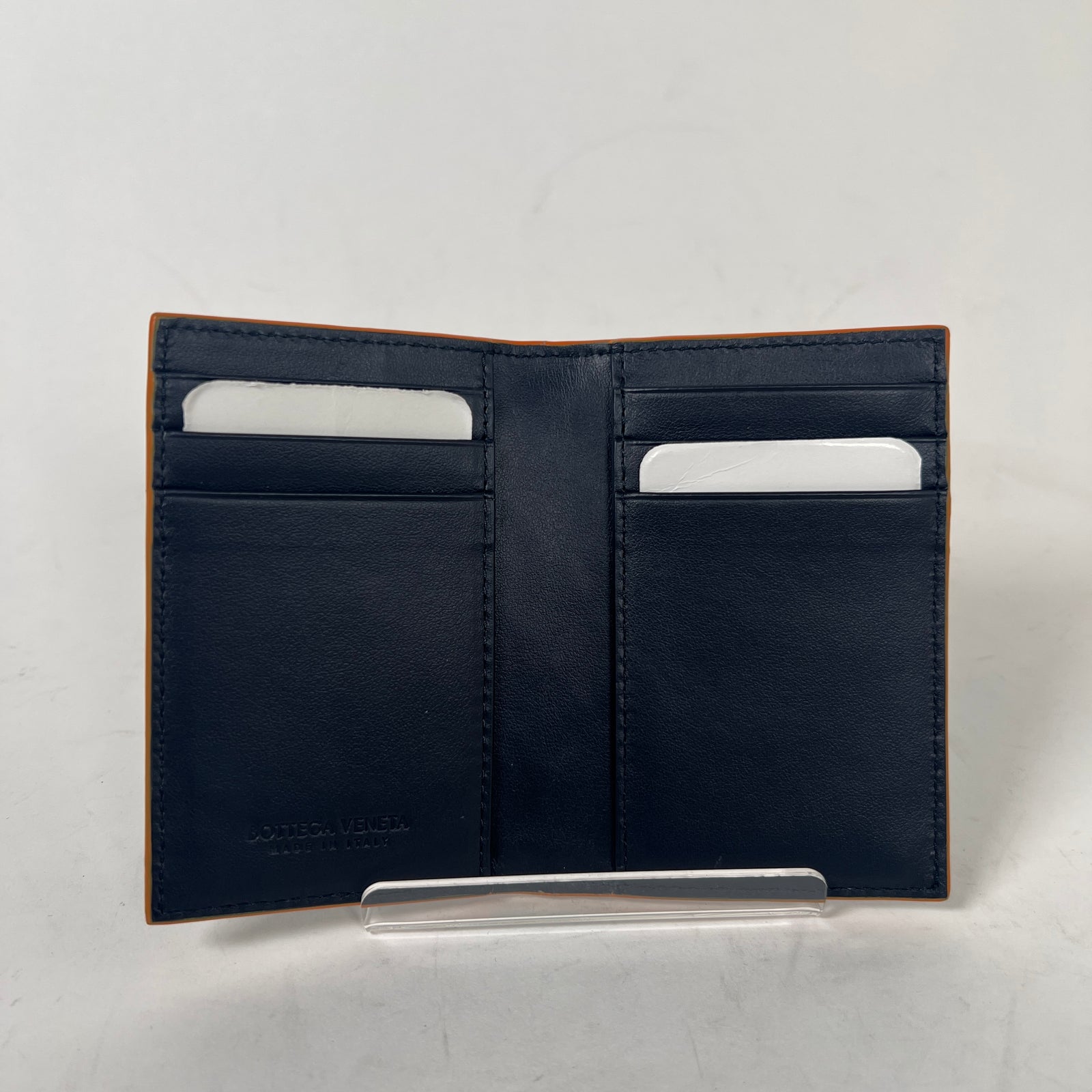 Bottega Veneta Navy/Orange Bi-Fold Wallet