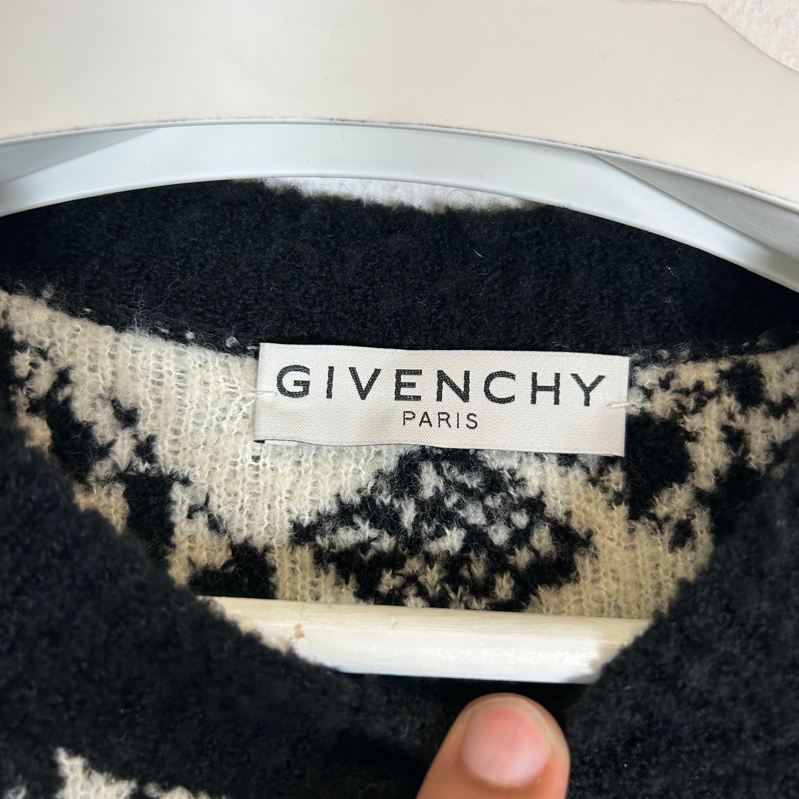 Givenchy Black/White Chain Jacquard Knit Wool Sweater Size S