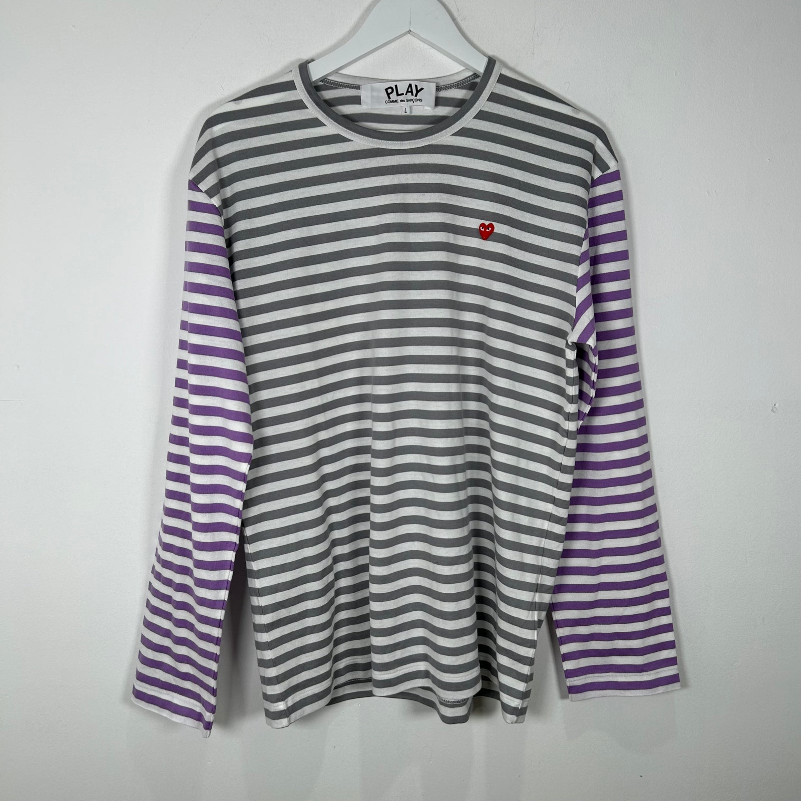 Commes Des Garcon Play Striped Logo Longsleeve Size L