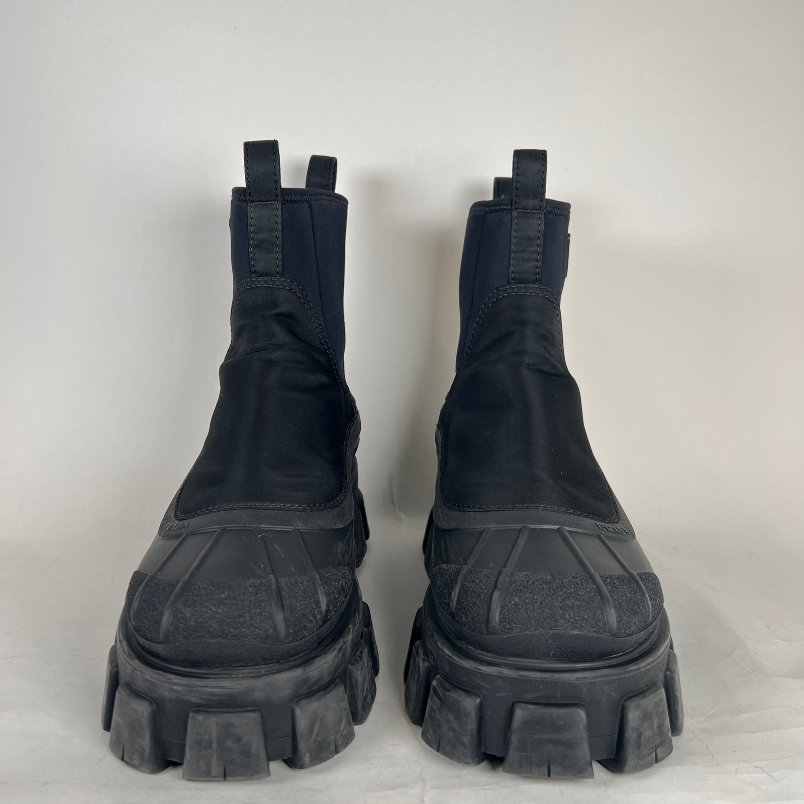 Prada Black Monolith Ankle Boot Size 10.5
