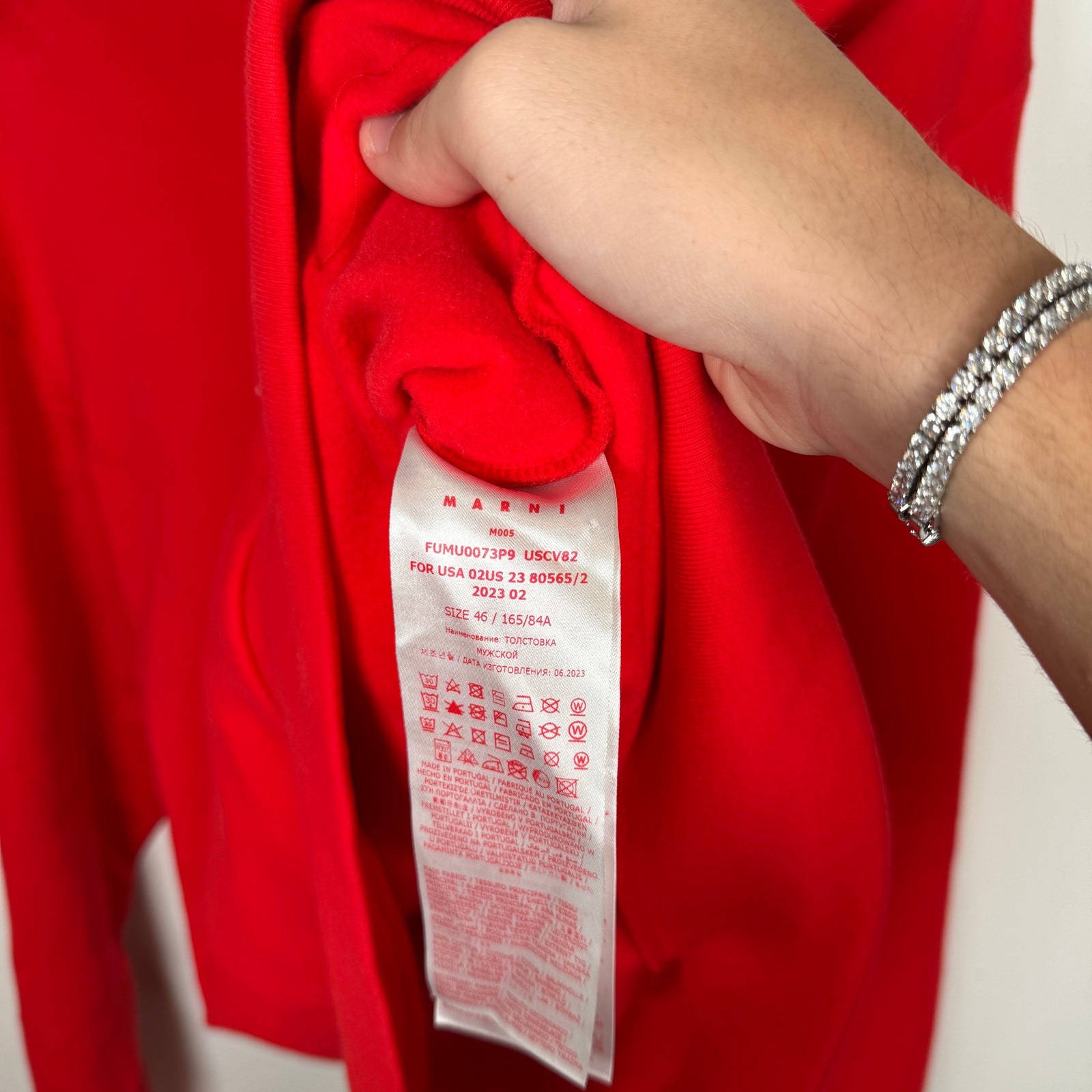 Marni Red Circular Logo Hoodie Size S