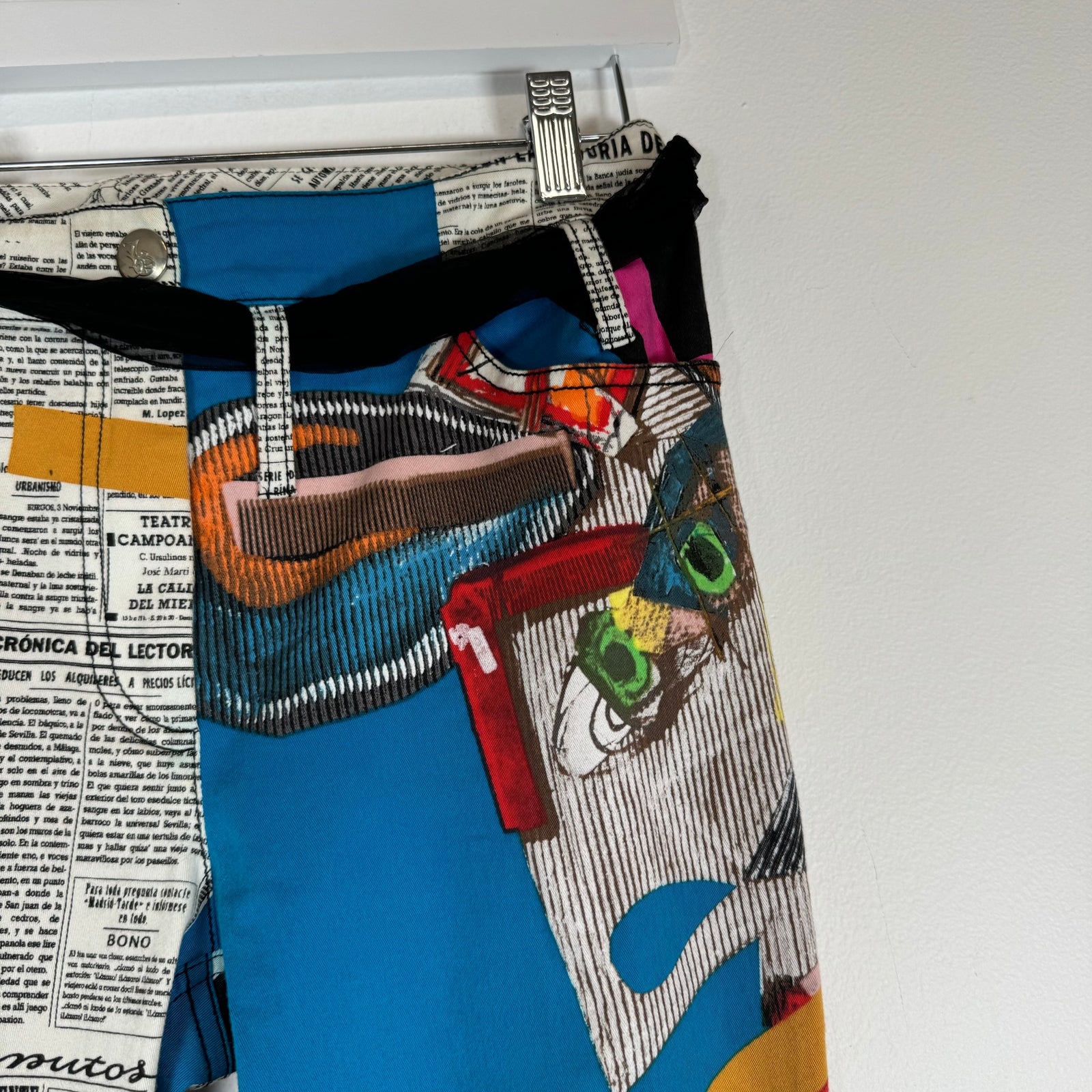 John Galliano S/S 2001 Newspaper Graffiti Printed Pants Size 28