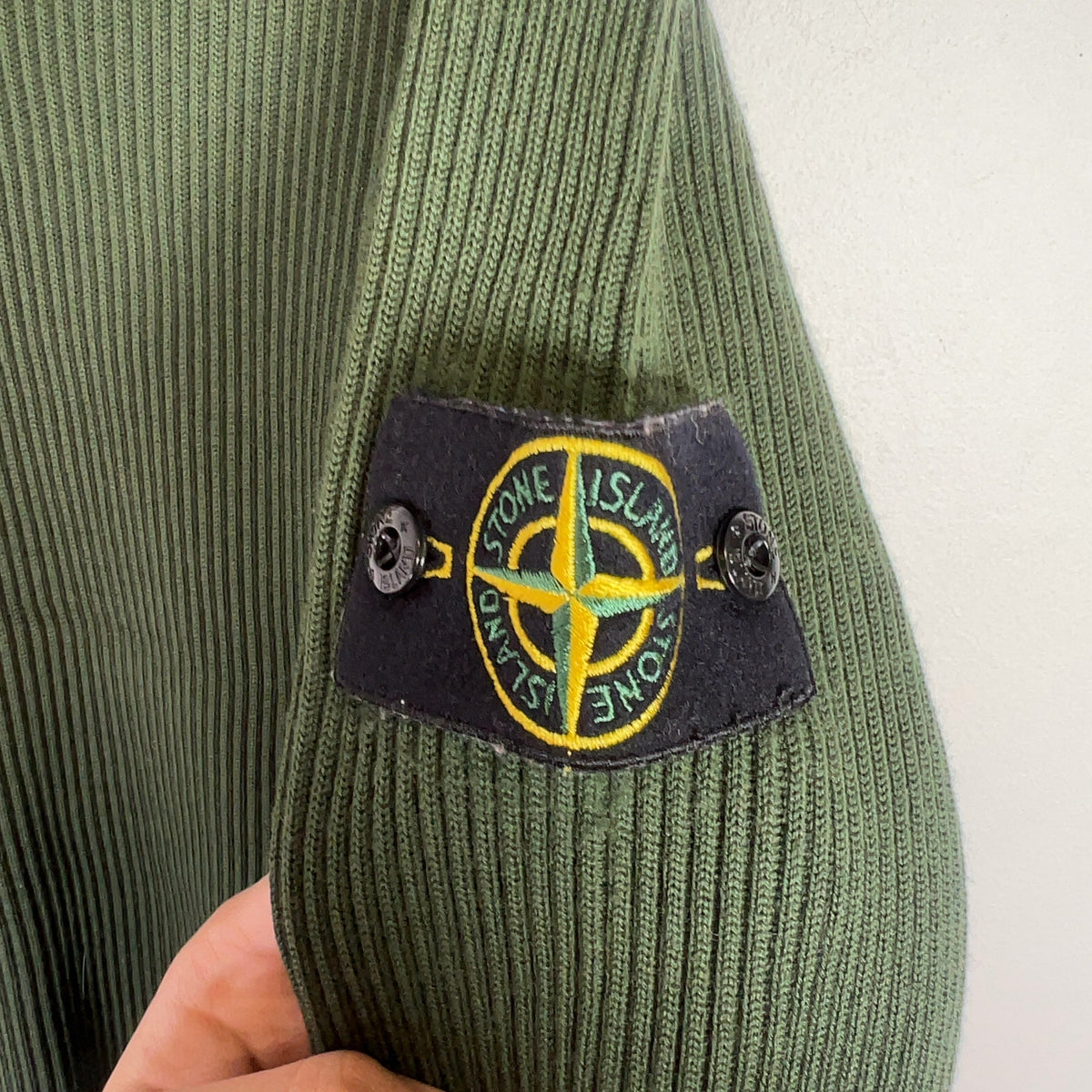 Stone Island Compass Patch Ribbed Knit Sweater
