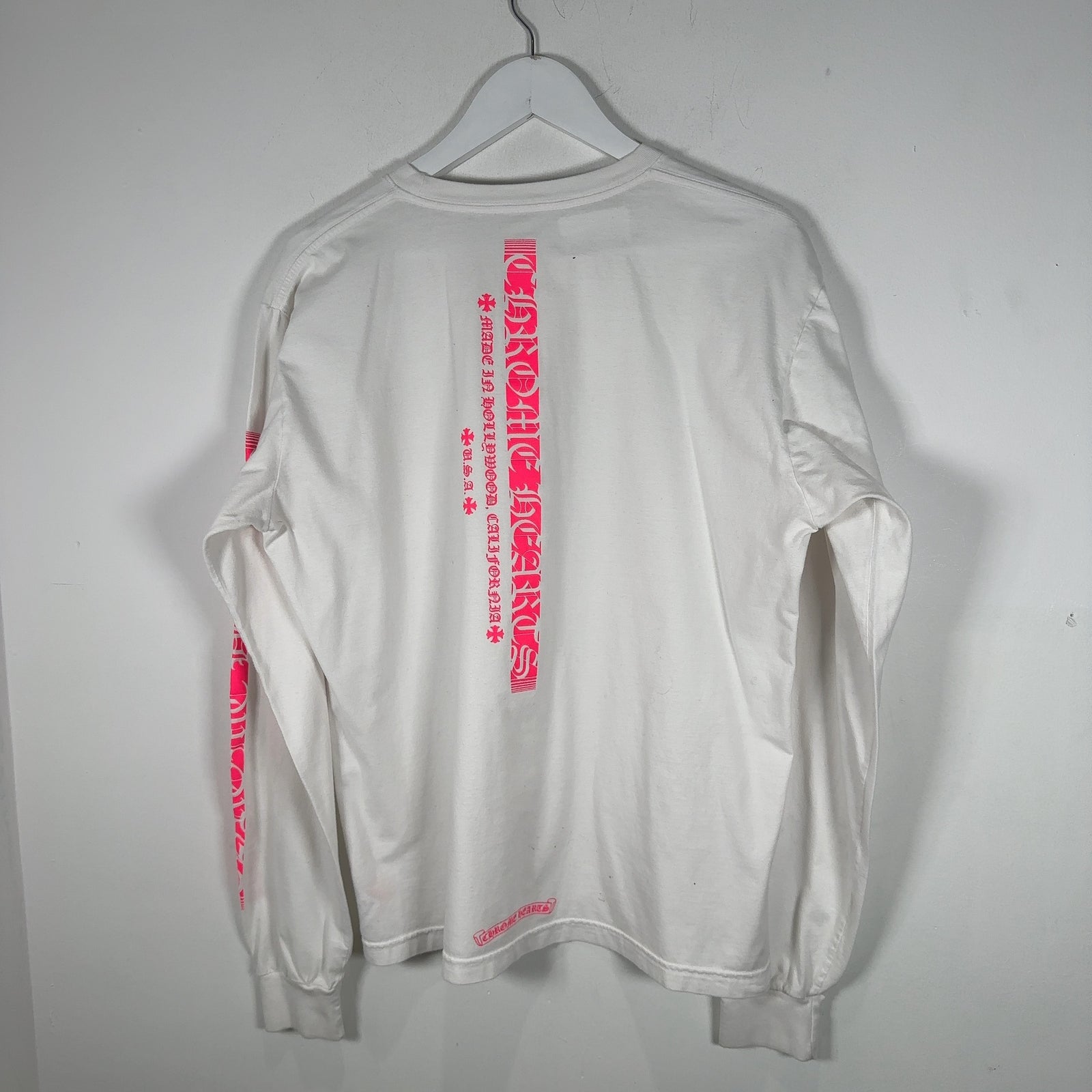 Chrome Hearts White/Pink Logo Long-Sleeve Shirt Size L