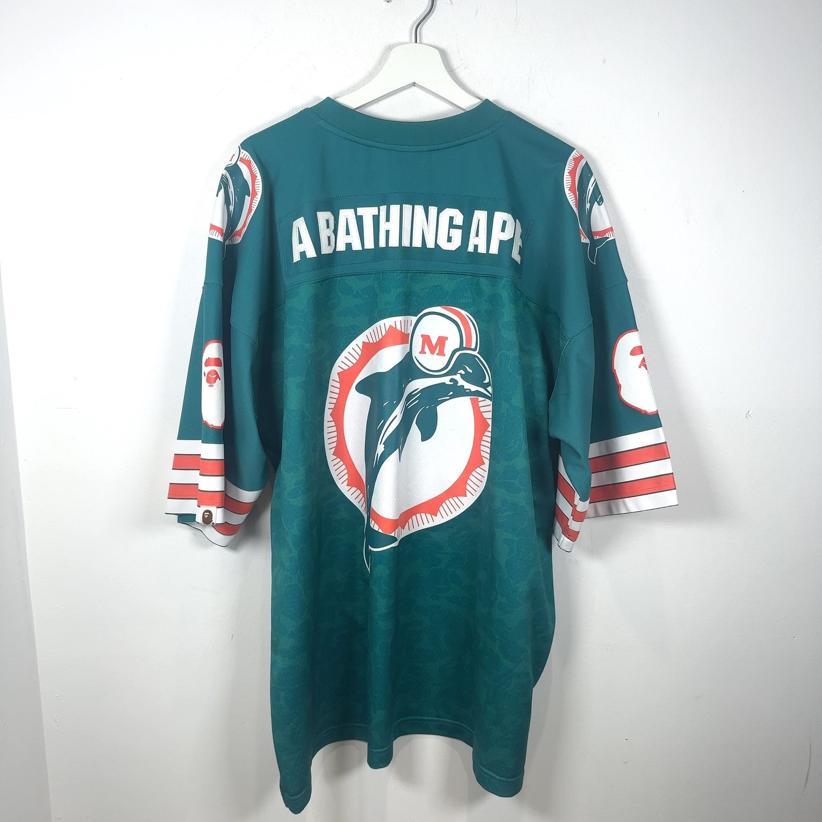 Bape x Mitchell & Ness ‘Miami Dolphins' Camoflauge Oversized Football Jersey