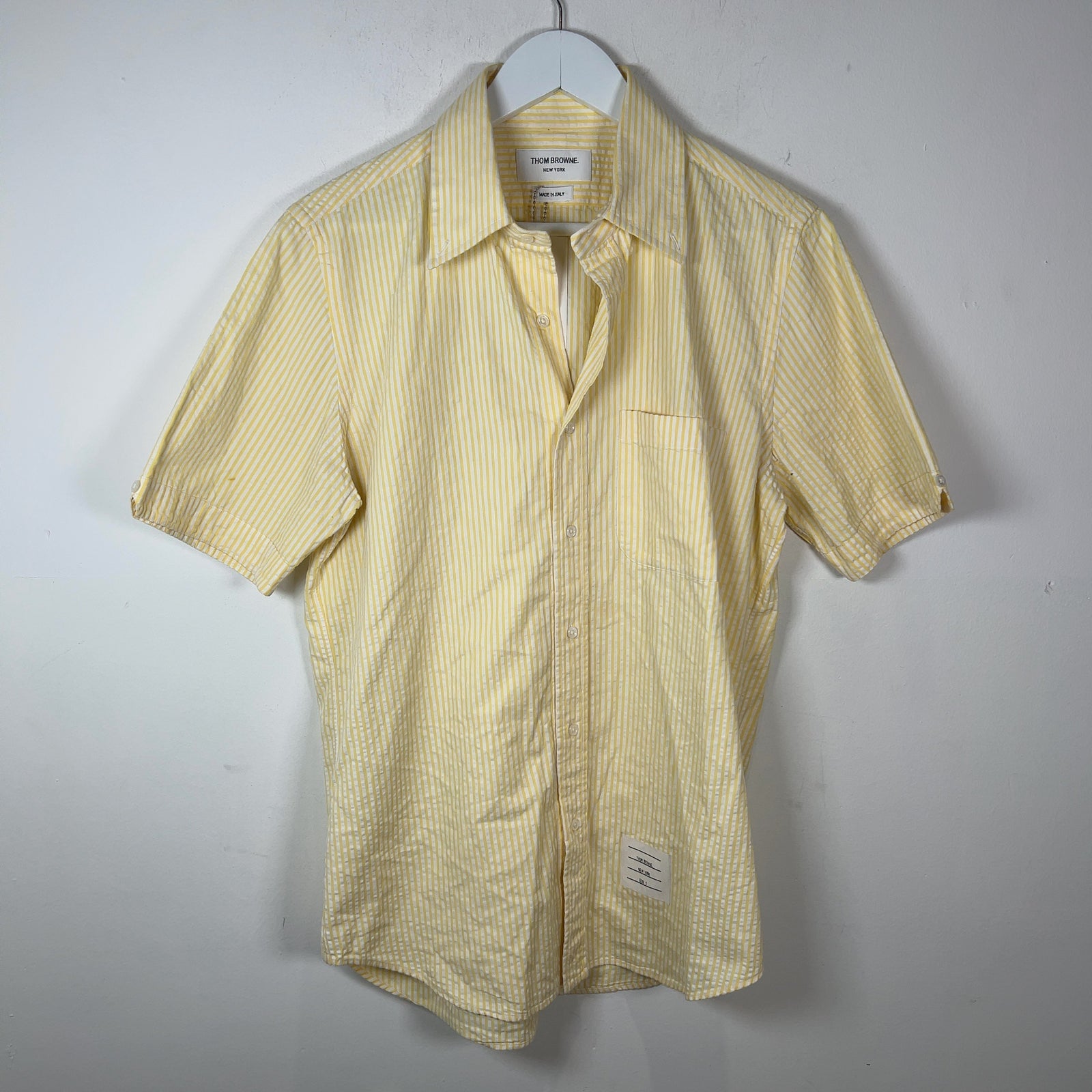Thom Browne Yellow Gingham Shortsleeve Shirt