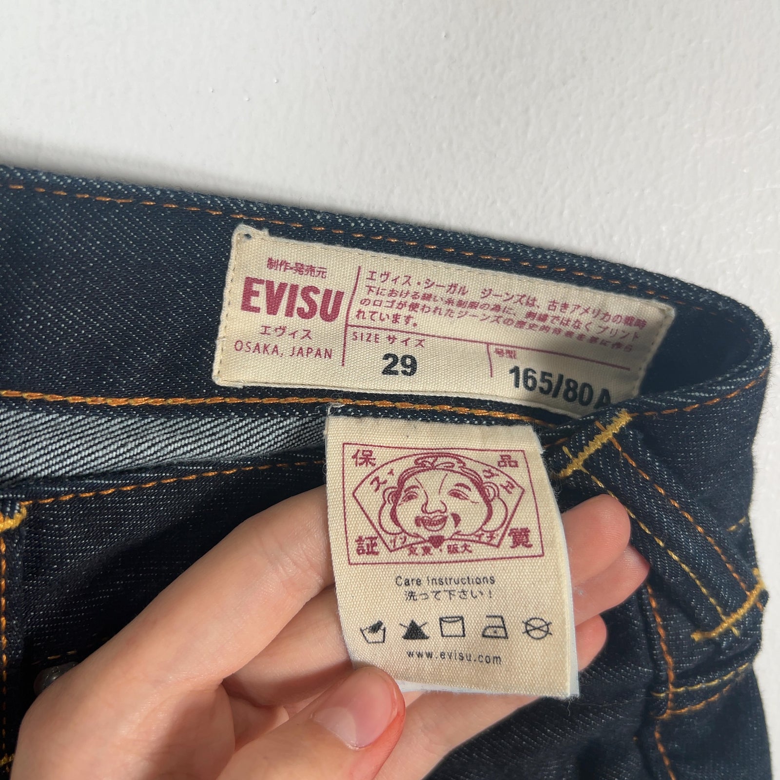 Evisu Dark Blue Daikoku Pink Monogram Selvedge Jeans Size 29