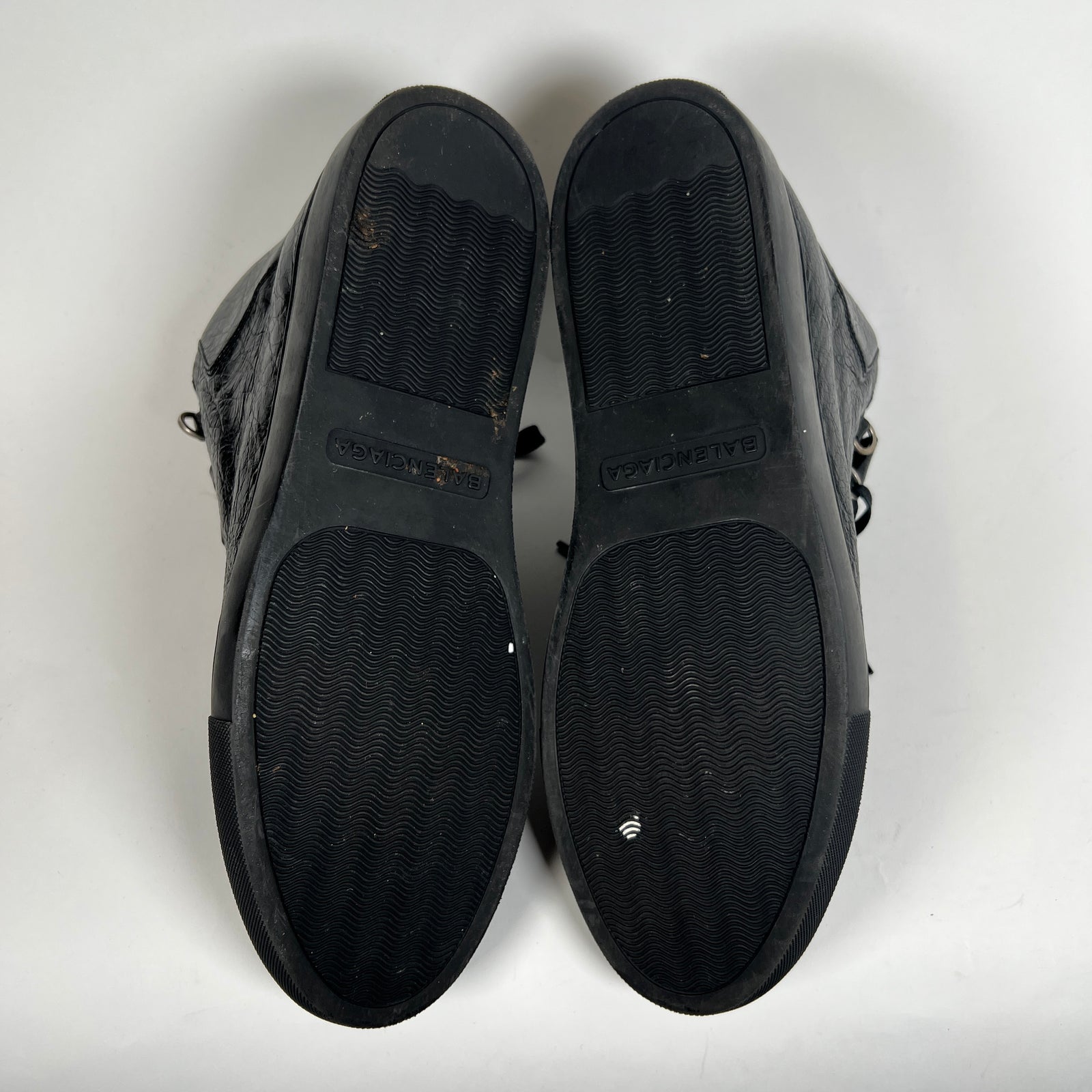 Balenciaga Black Leather Arena High Tops Size 43