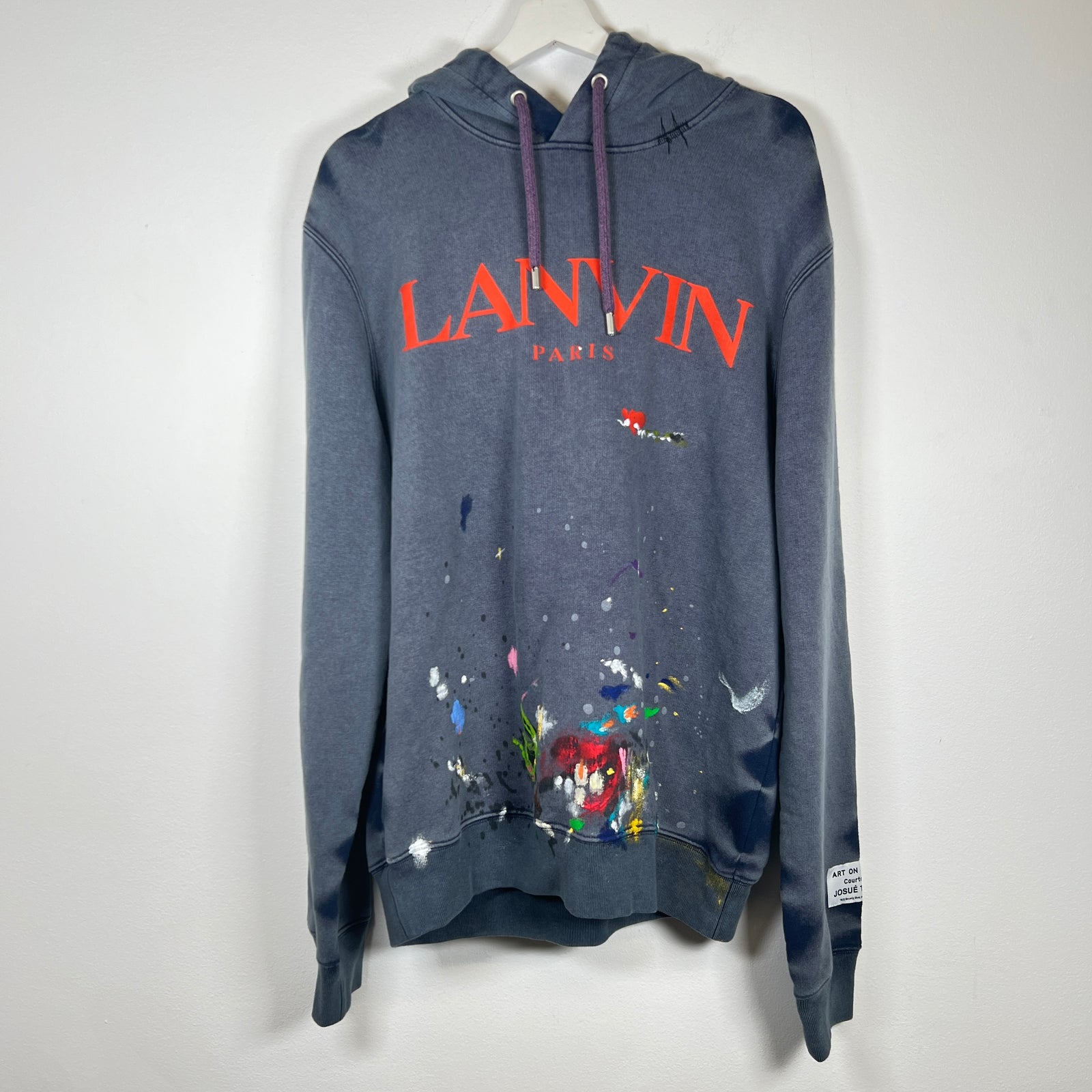 Lanvin x Gallery Dept Navy Paint Splatter Hoodie Size L