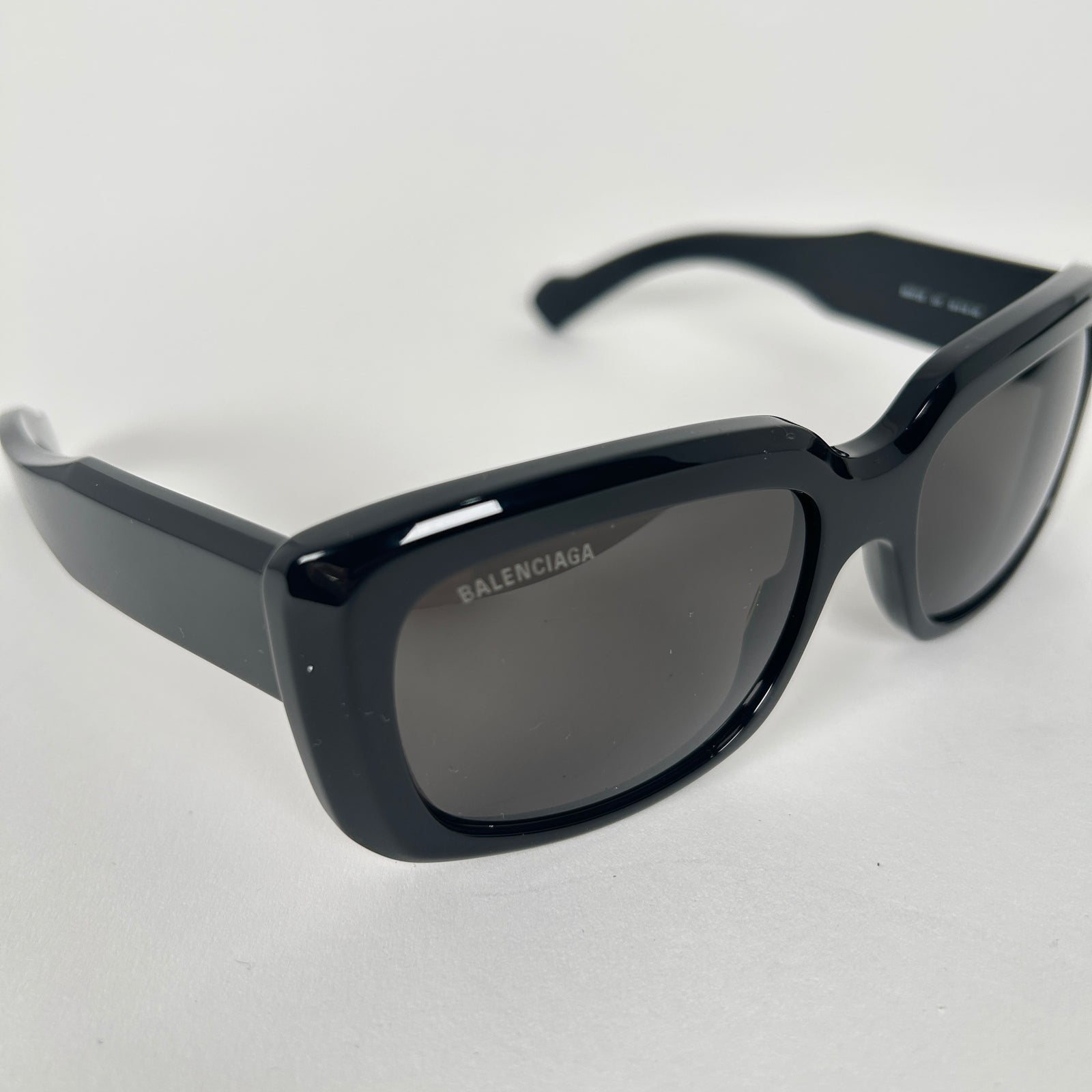 Balenciaga Black Rounded Square Logo Sunglasses