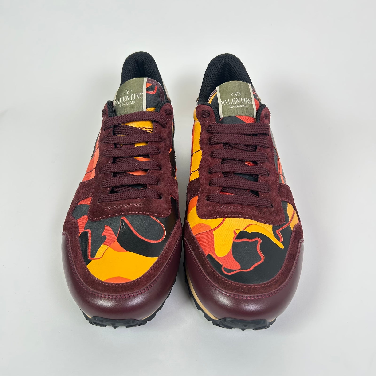 Valentino Burgundy Camo Rockrunner Sneakers