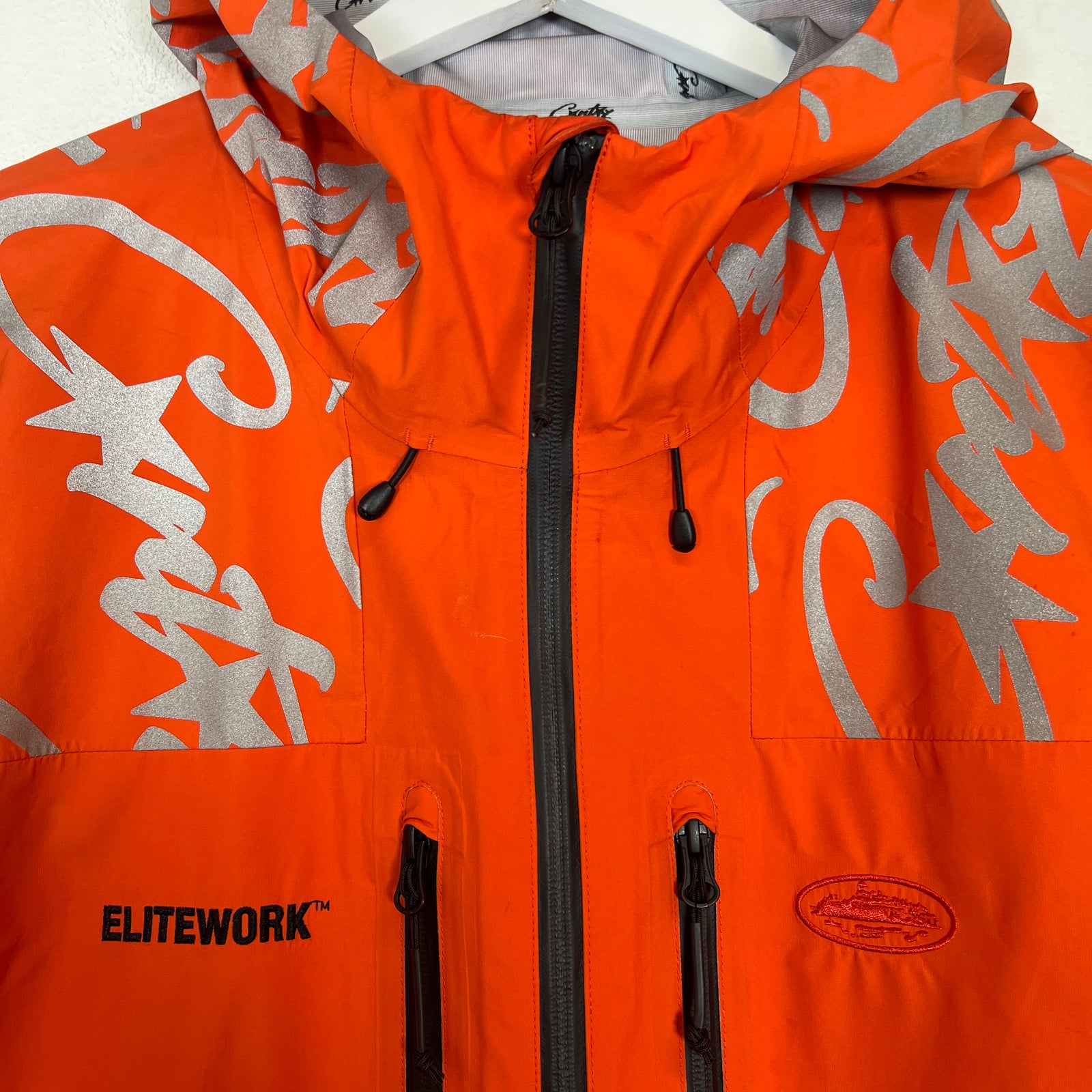 Corteiz Orange Elitework Waterproof Shell Jacket Size XL